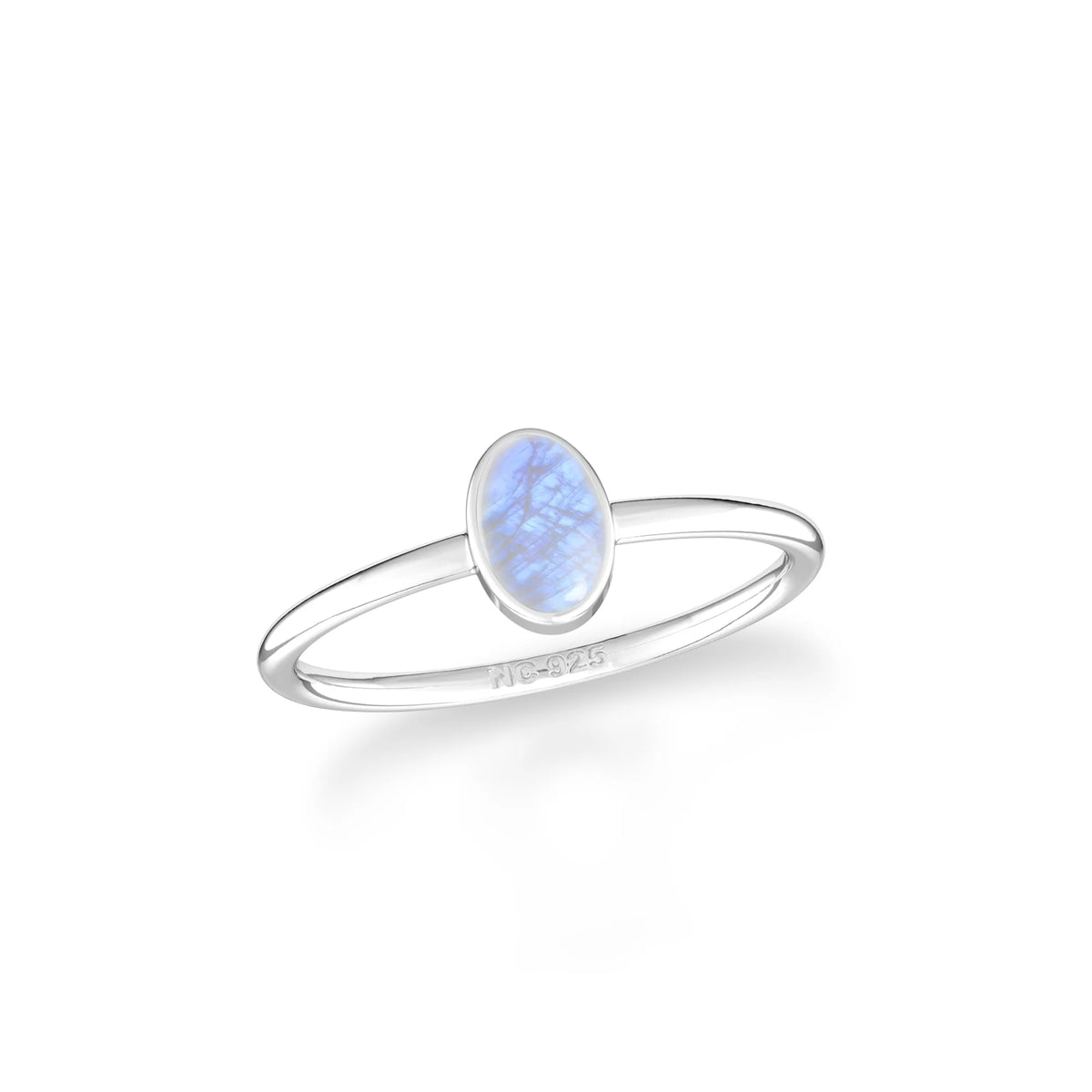 rainbow moonstone bezel-set ring