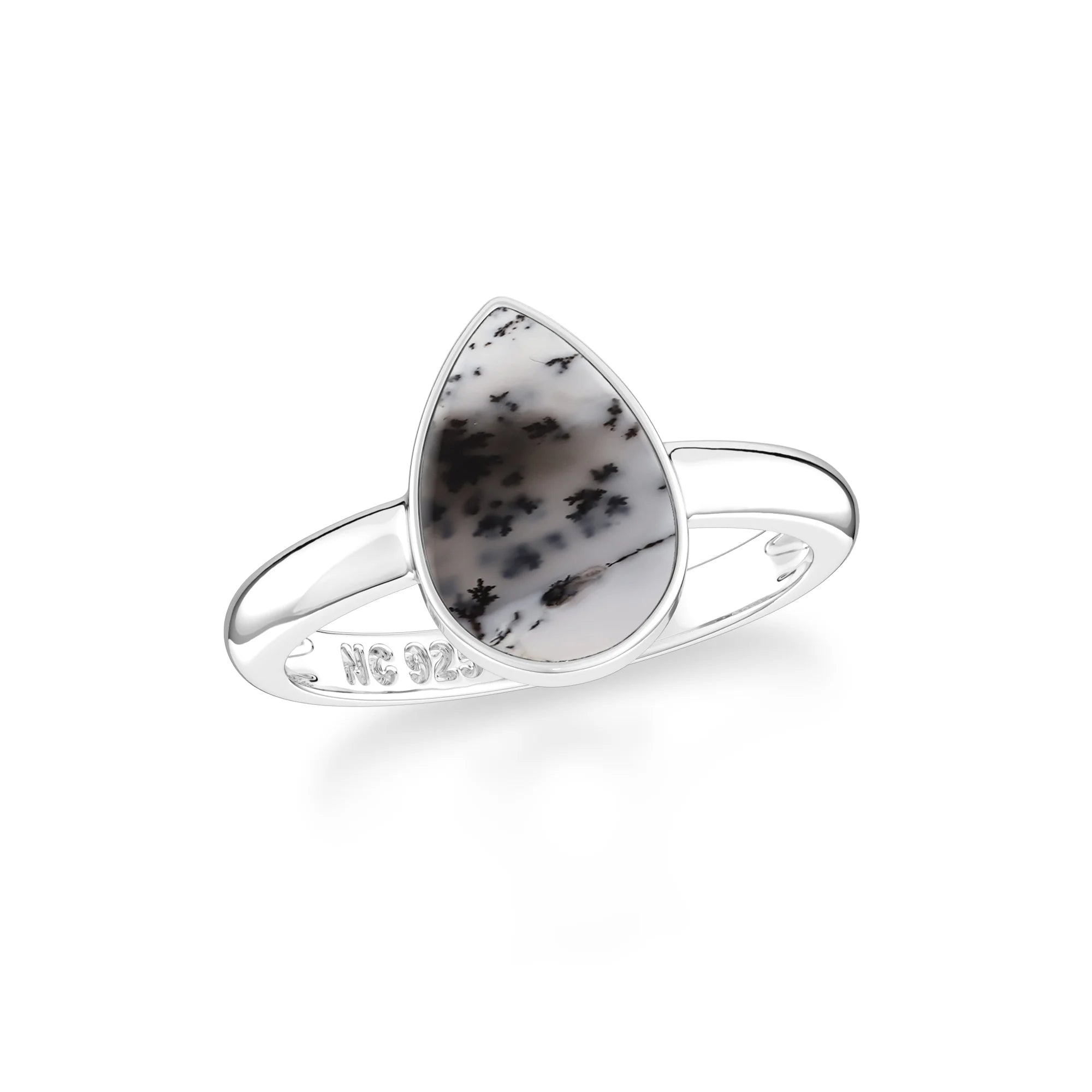 dendritic opal bezel-set ring