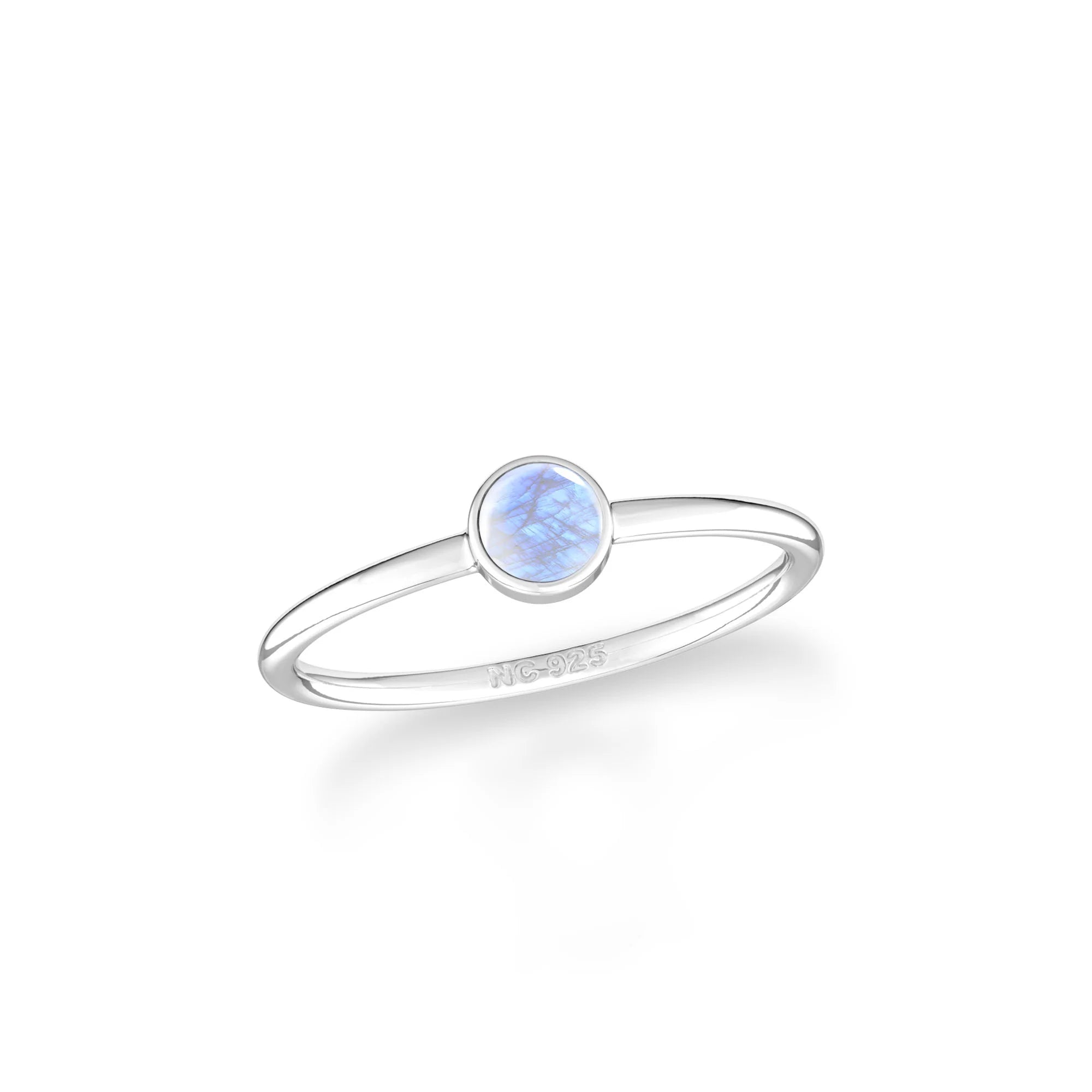 rainbow moonstone bezel-set ring