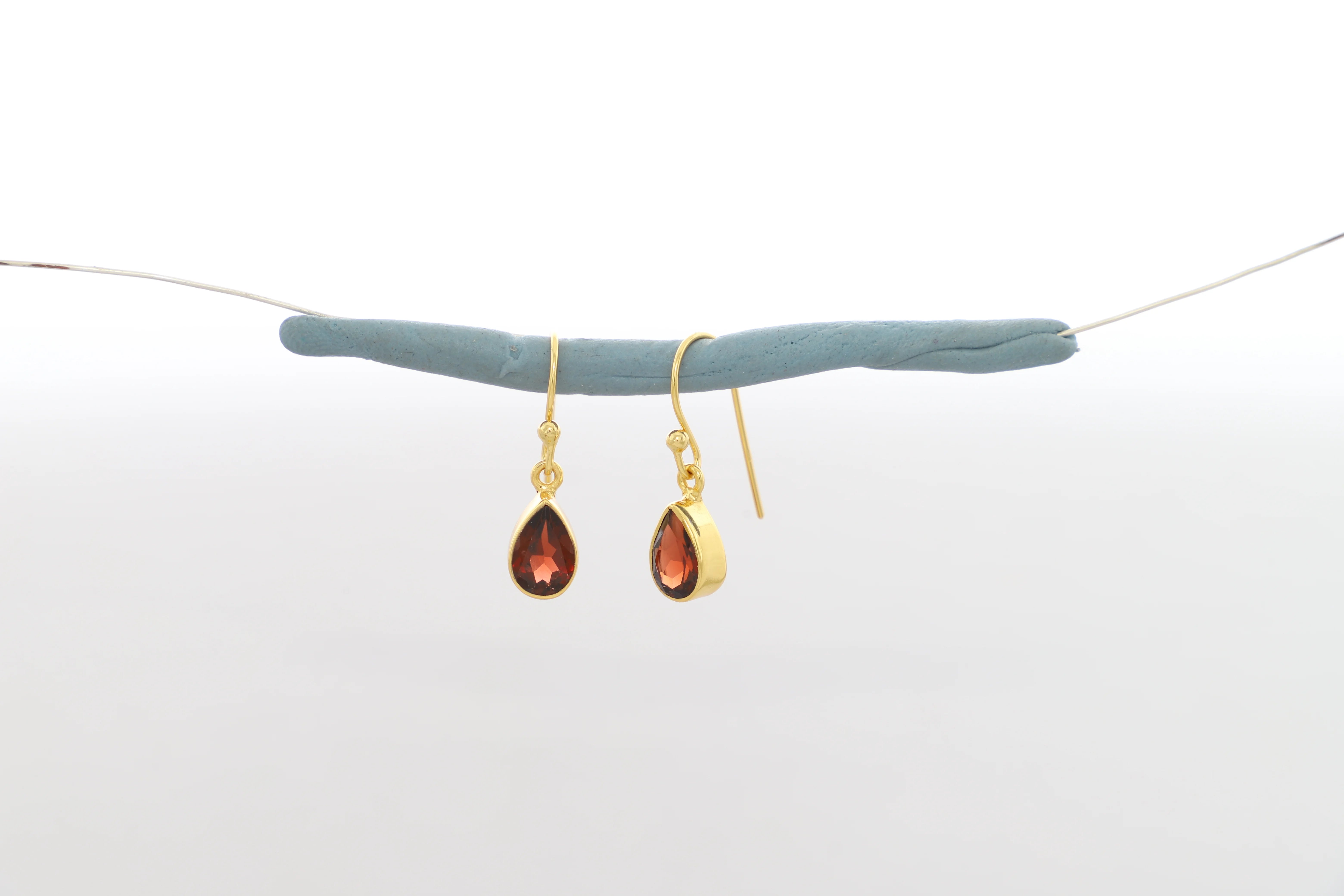 red garnet cut earrings