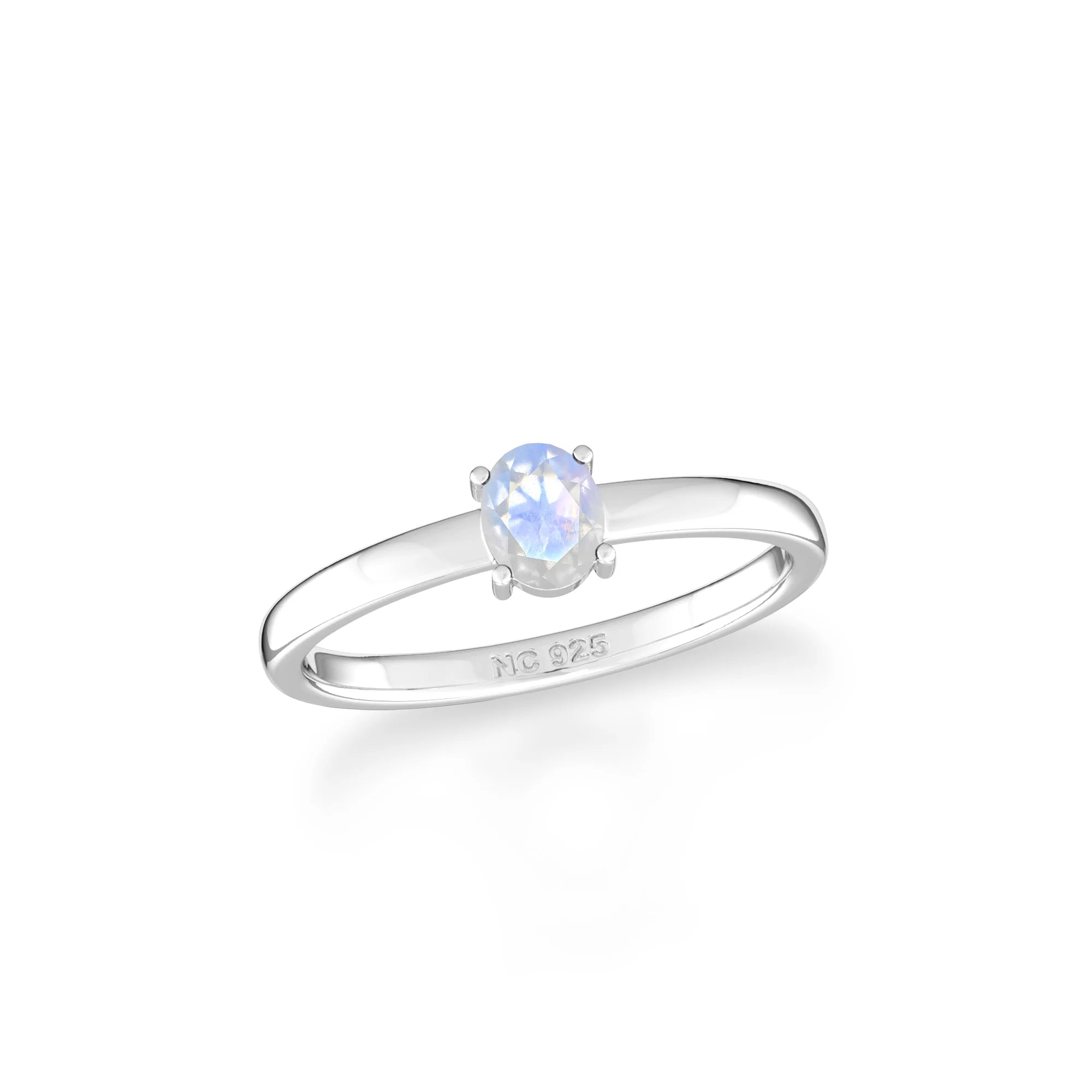 rainbow moonstone stackable prong-set ring