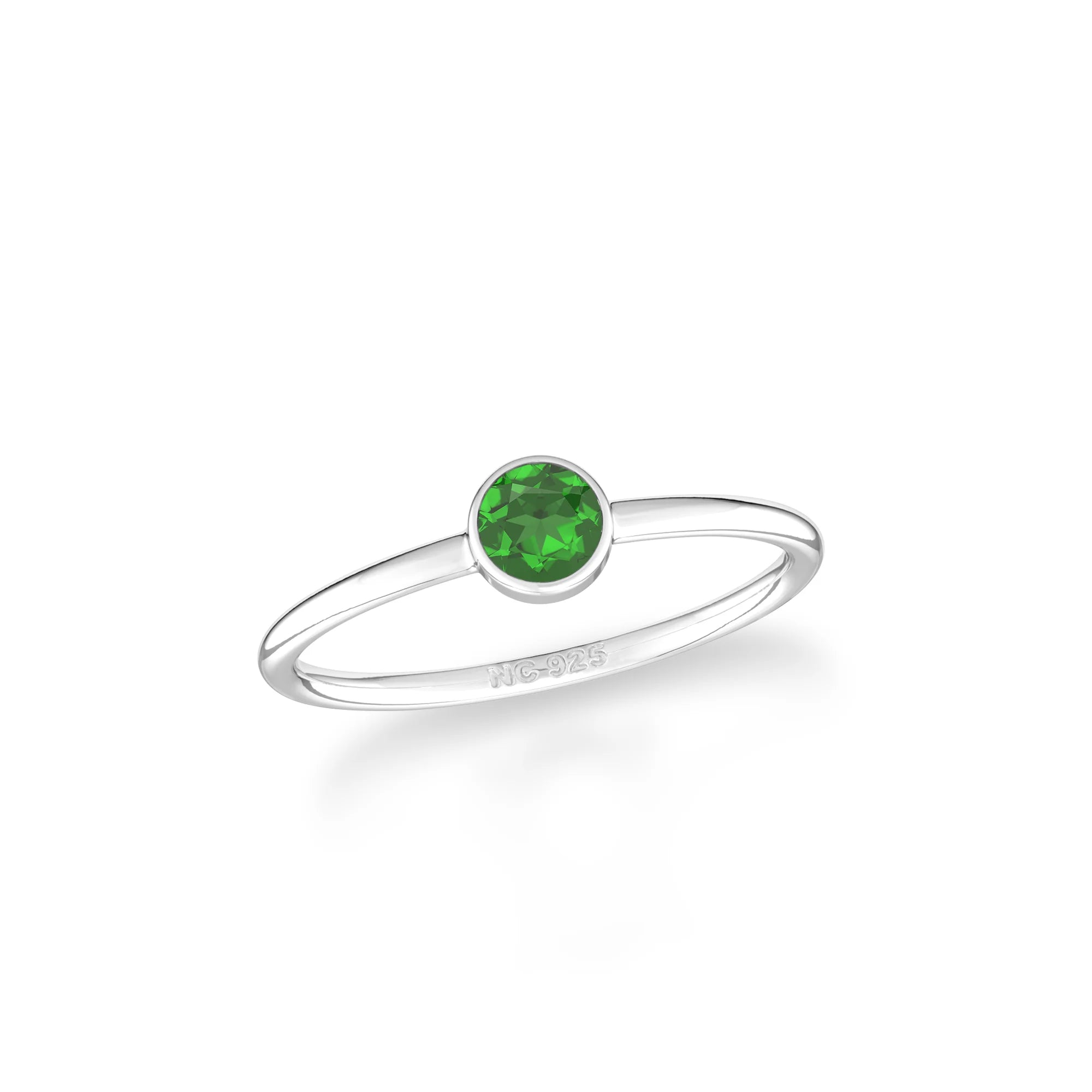 chrome Diopside stackable bezel-set ring