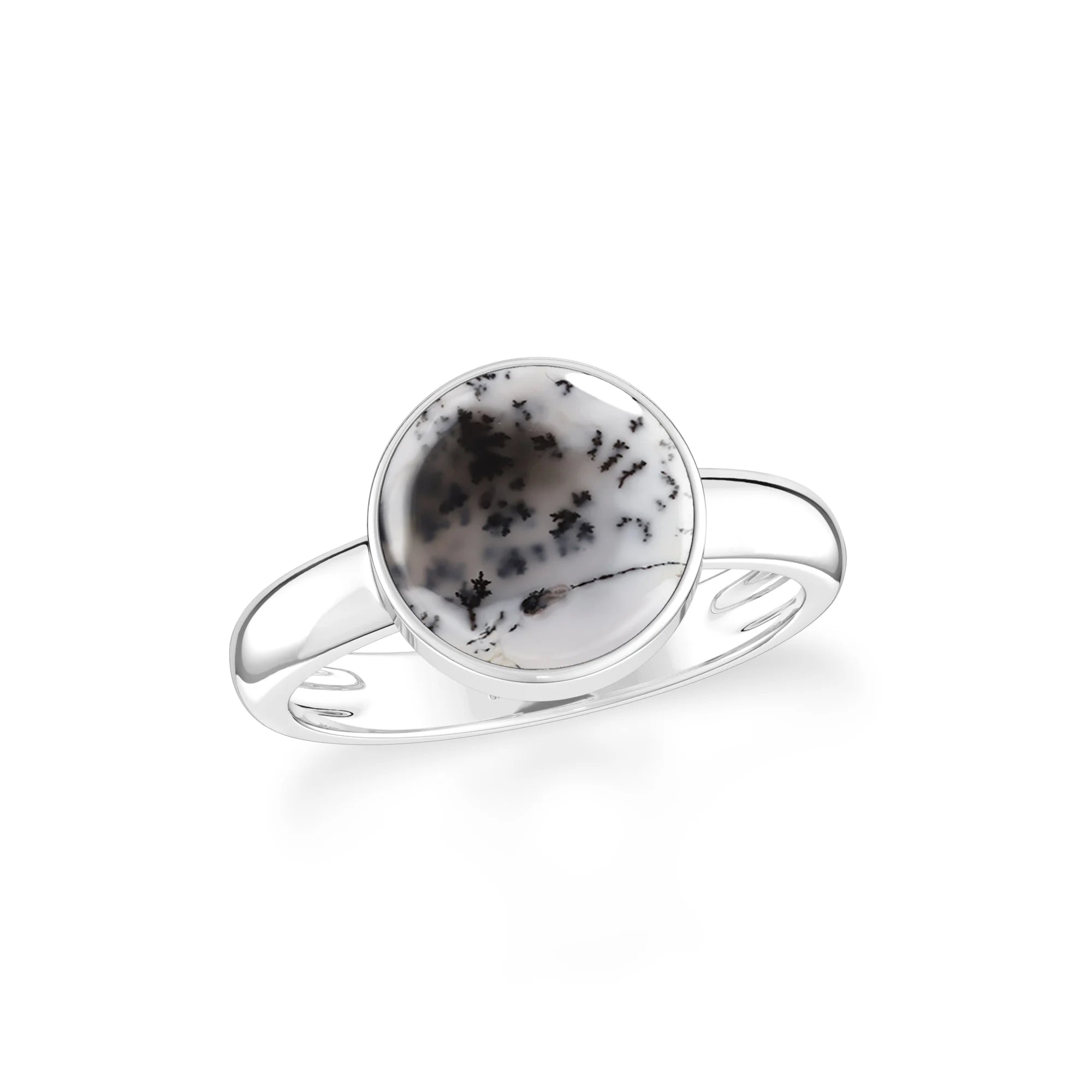 dendritic-opal bezel-set ring