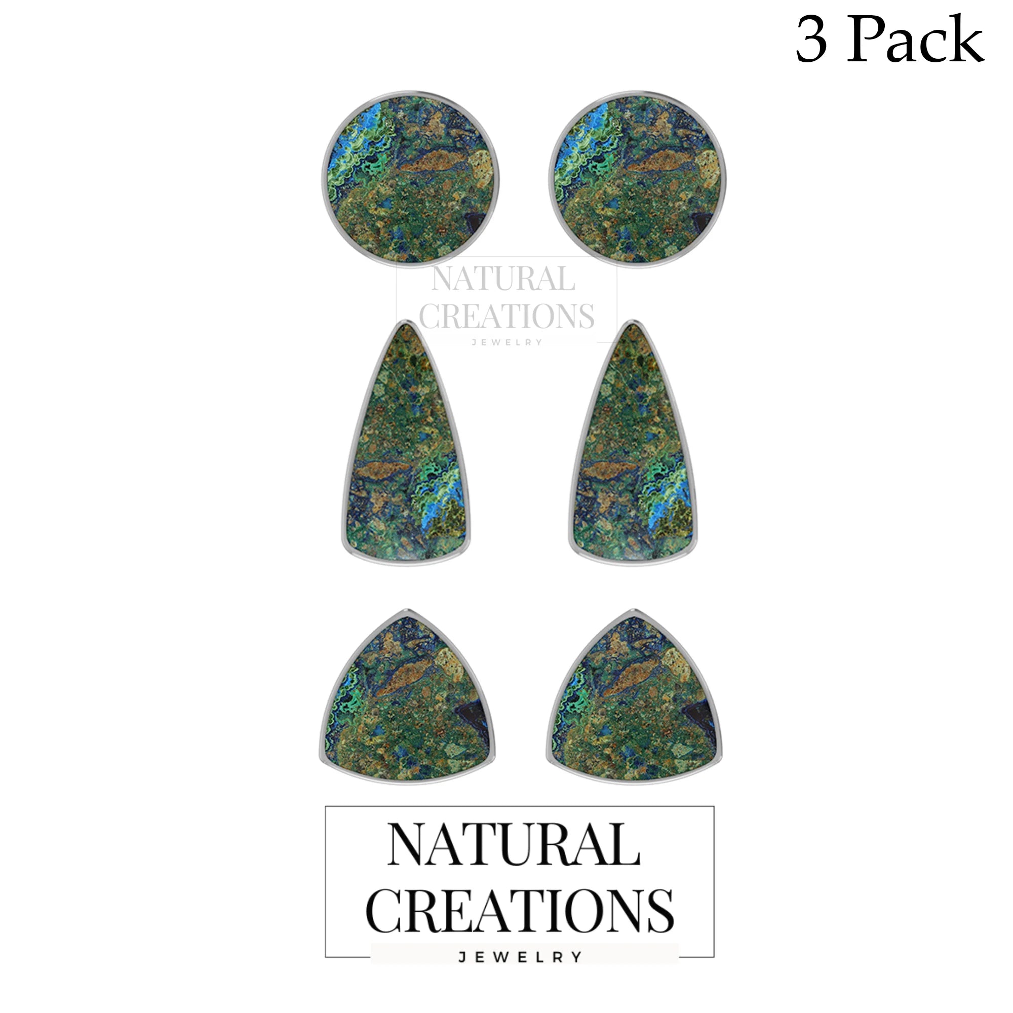 azurite malachite cab earrings
