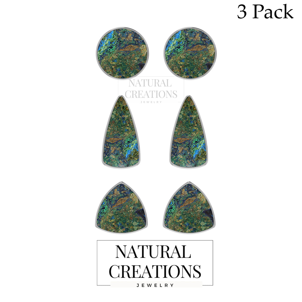 azurite malachite cab earrings