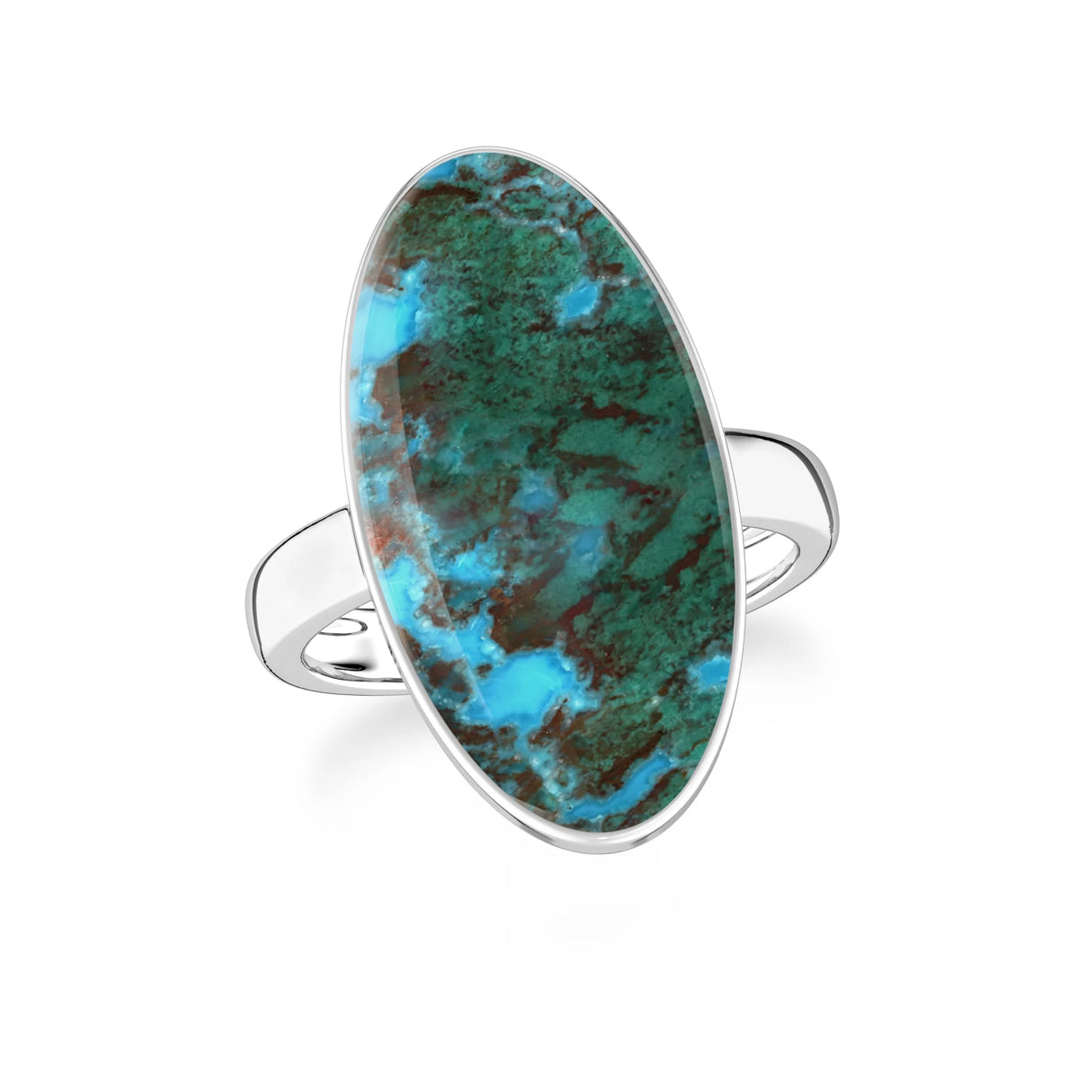 chrysocolla bezel-set ring