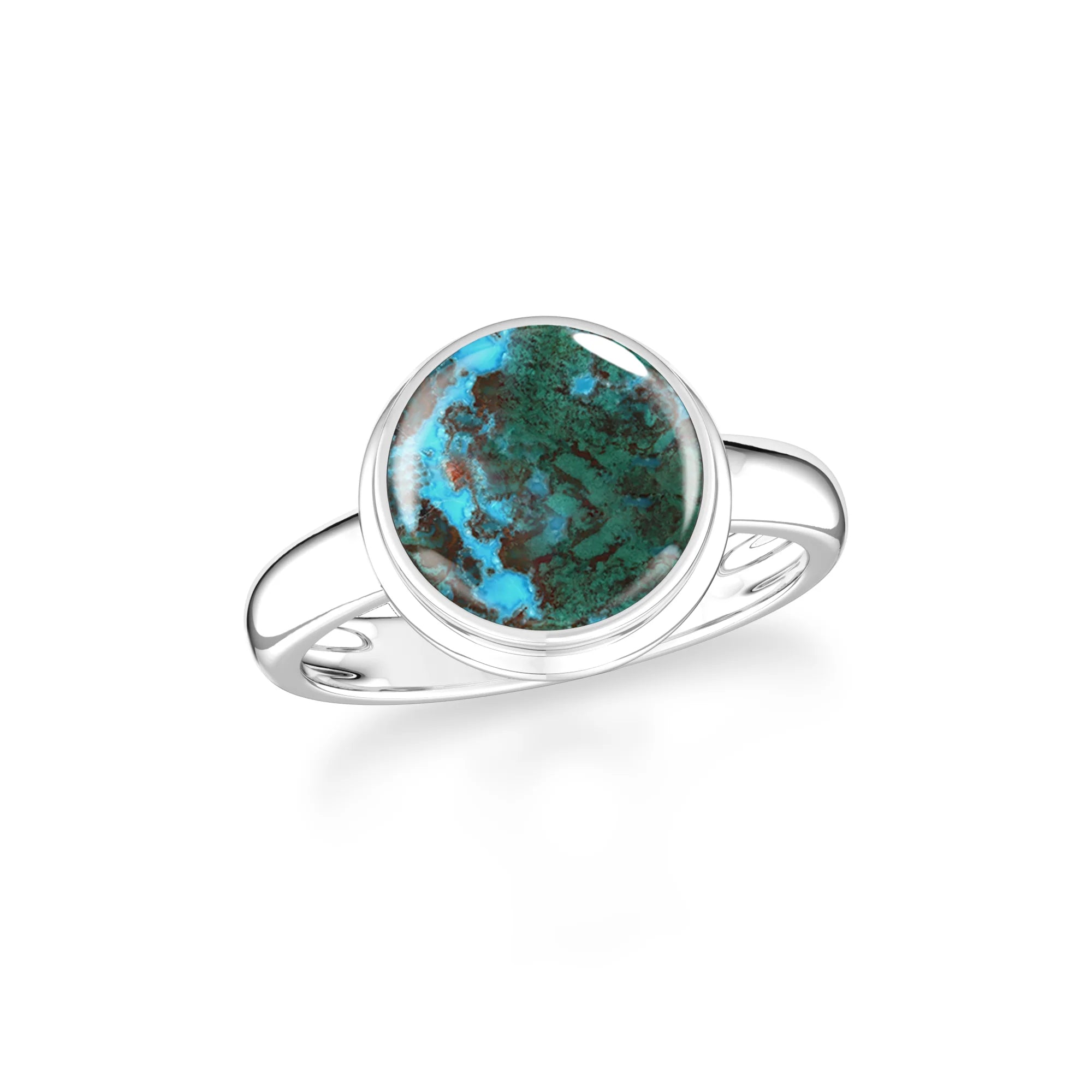 chrysocolla bezel-set ring