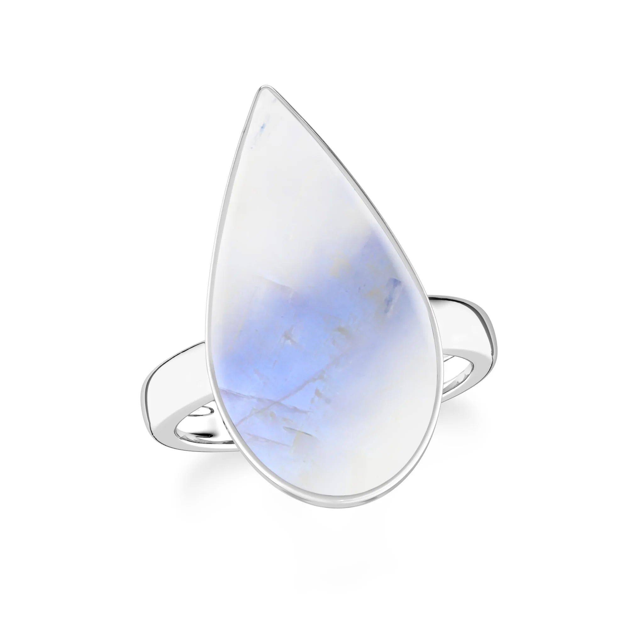 rainbow-moonstone bezel-set ring