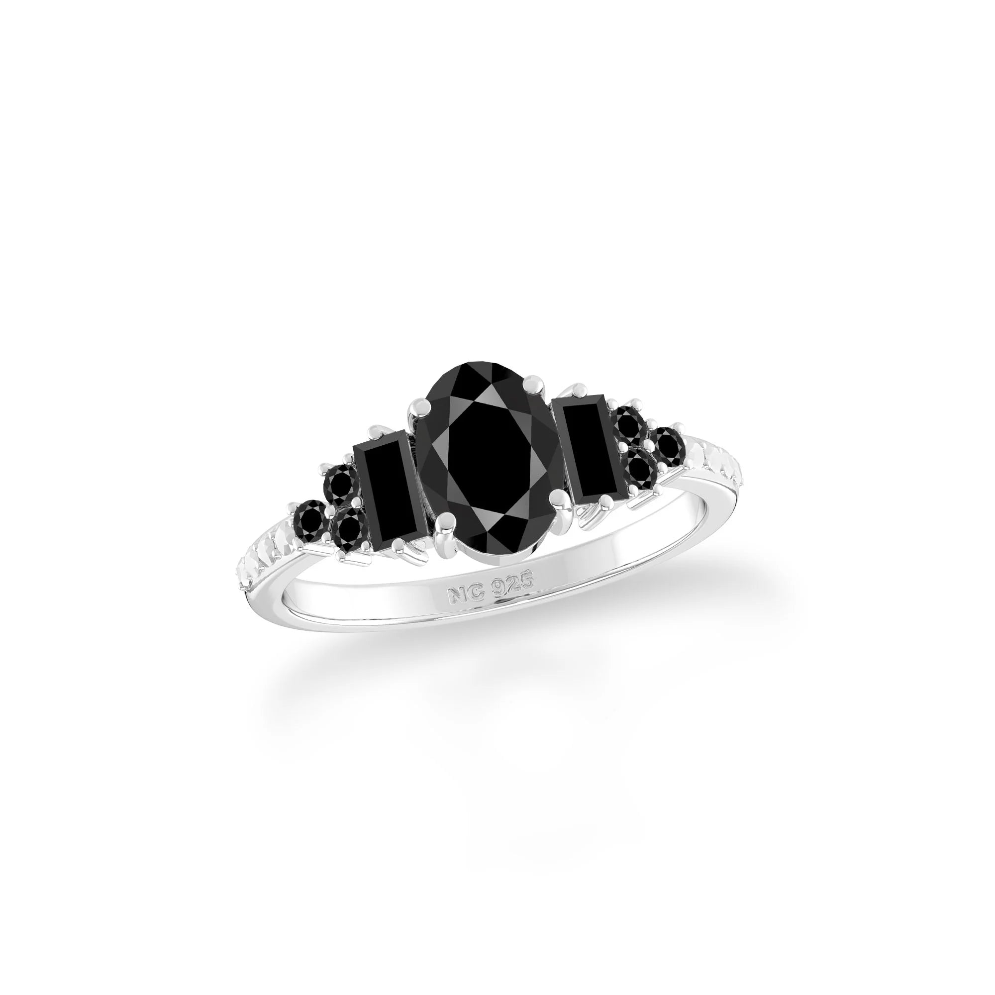black-tourmaline prong-set ring