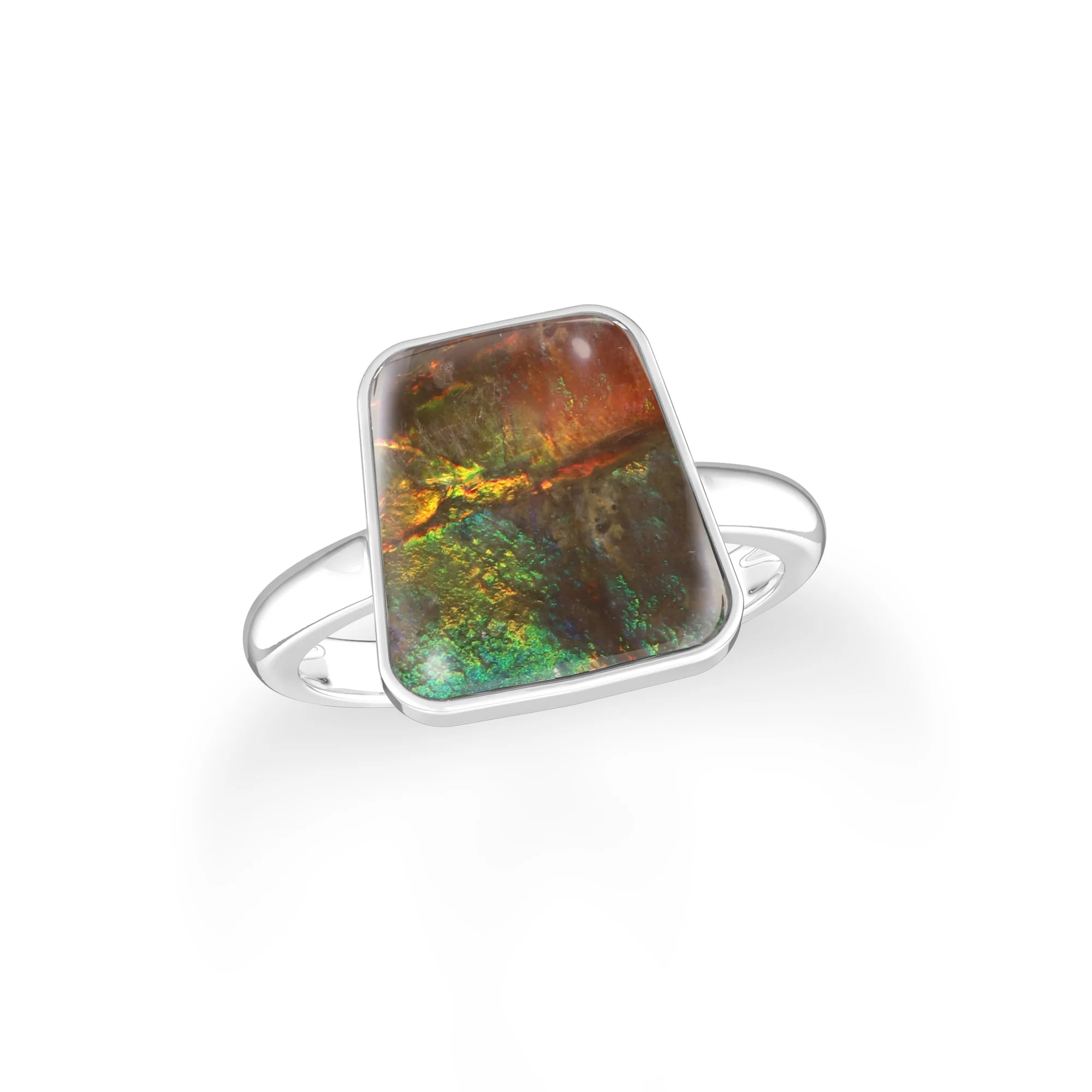 ammolite bezel-set ring