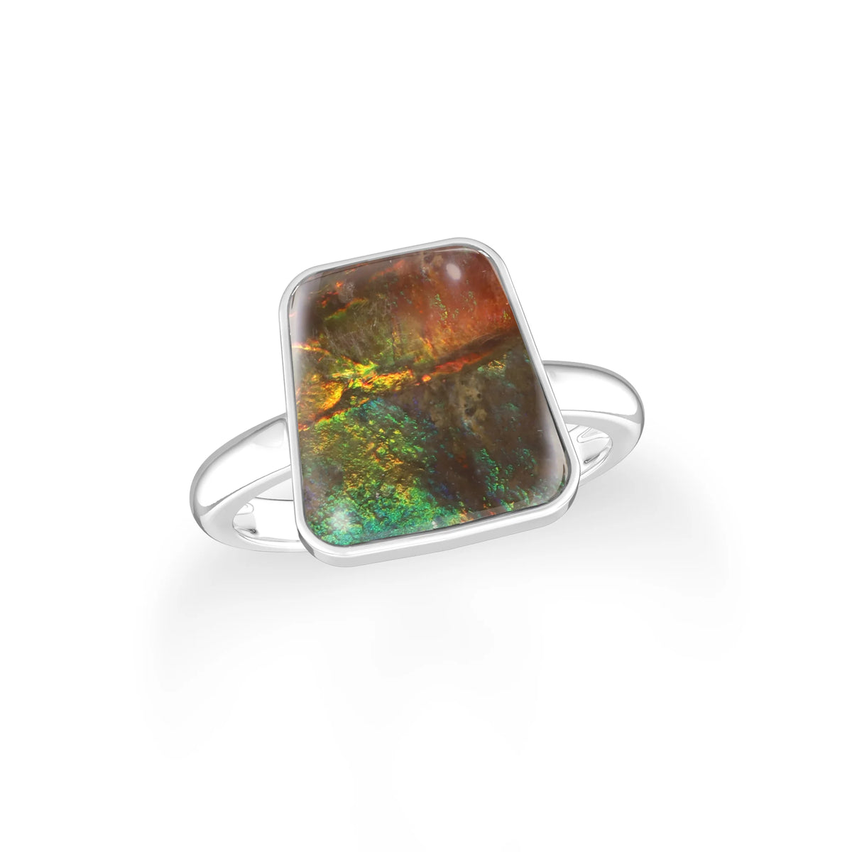 ammolite bezel-set ring