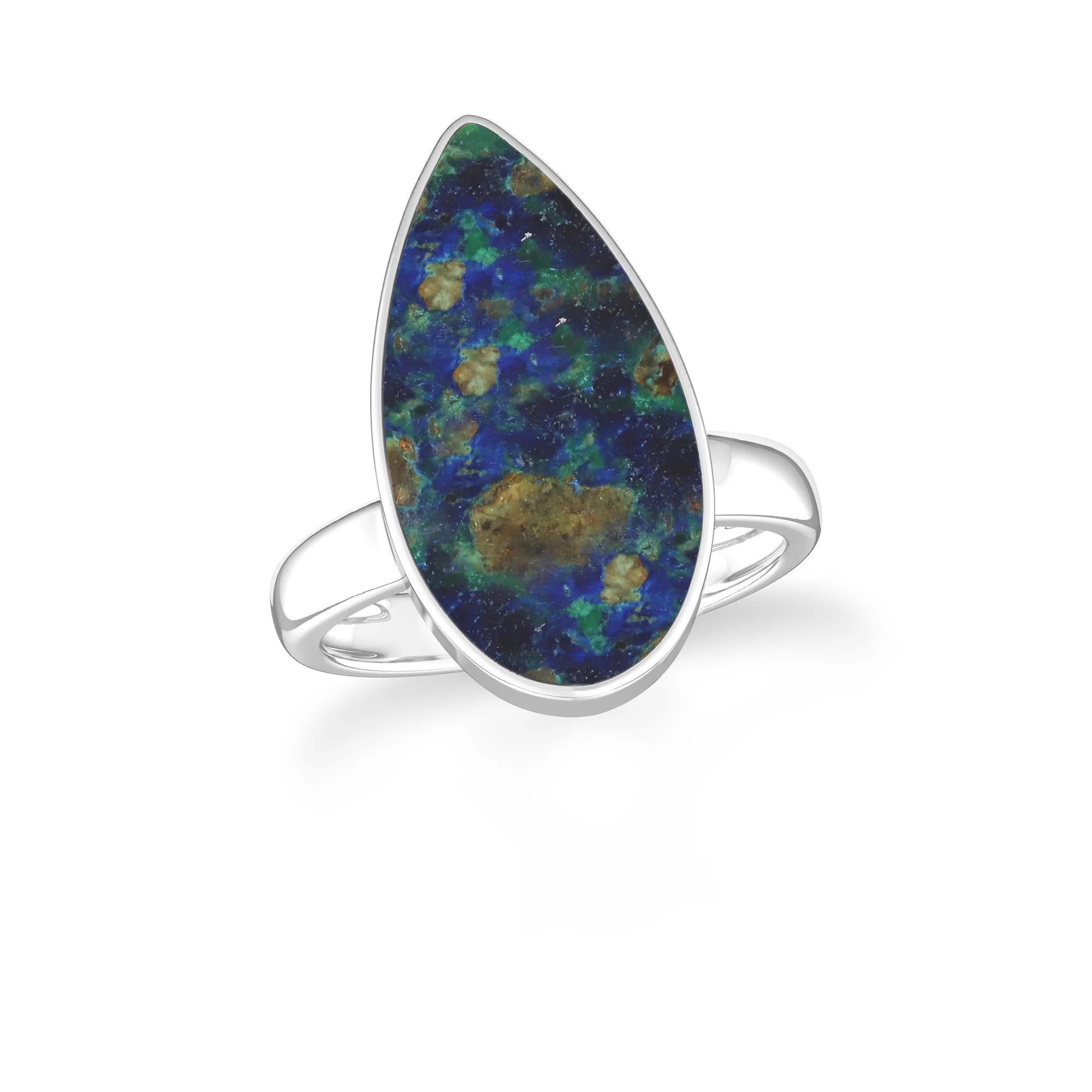 azurite malachite bezel-set ring