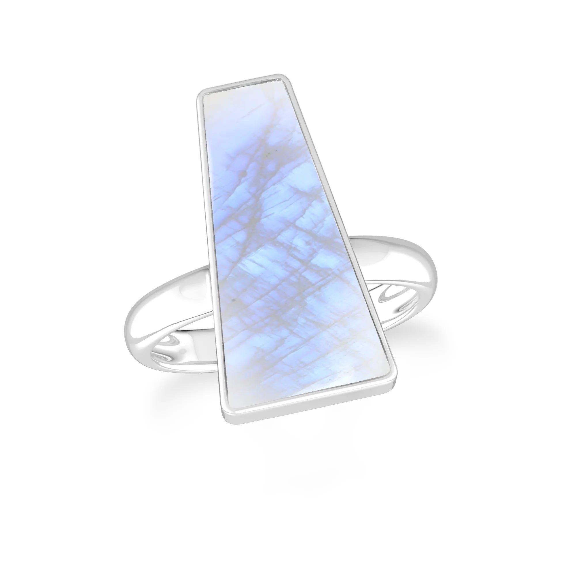 rainbow-moonstone bezel-set ring