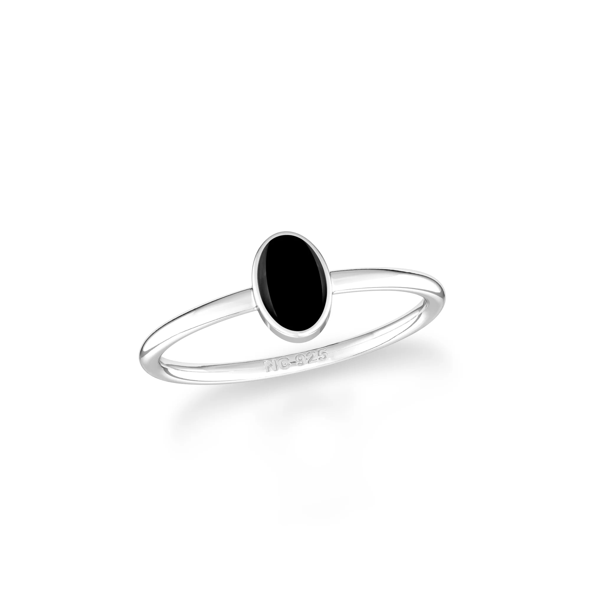 black tourmaline stackable bezel-set ring