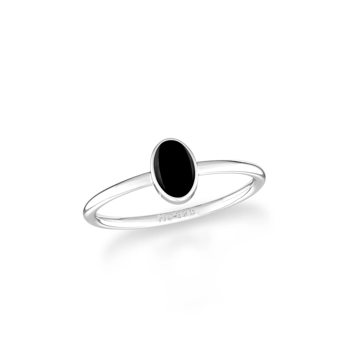 black tourmaline stackable bezel-set ring