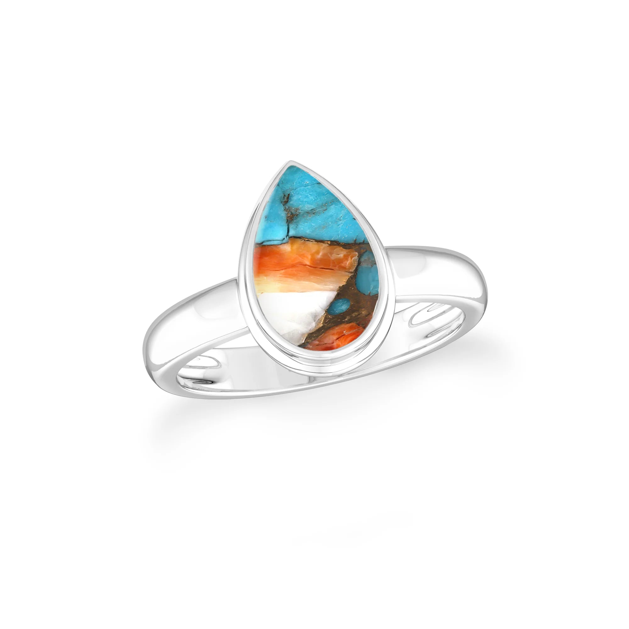 spiny-oyster-turquoise bezel-set ring