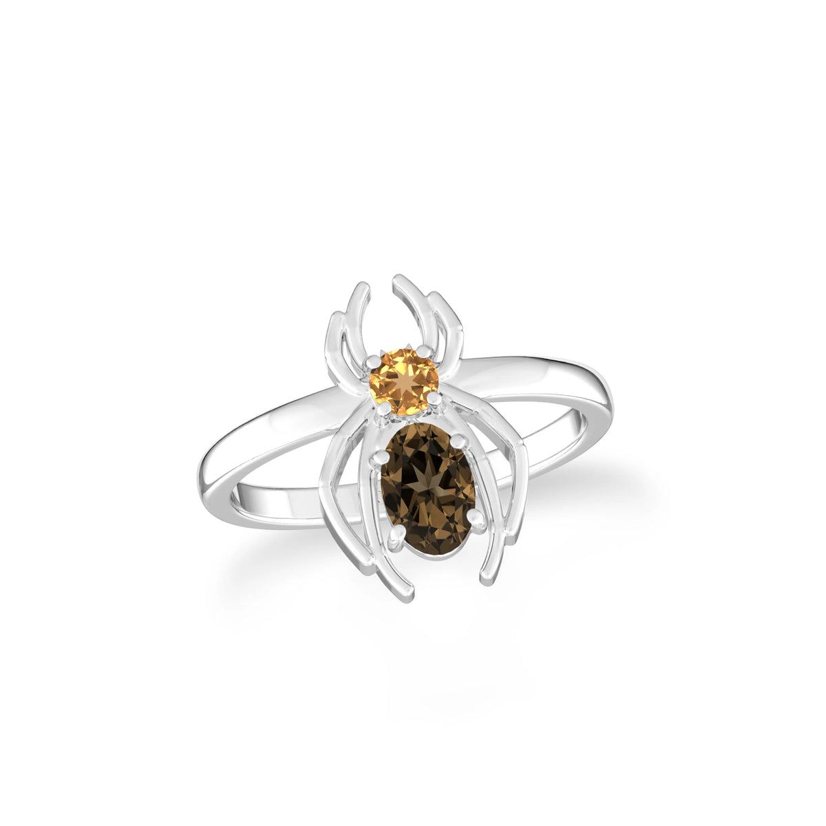 citrine-smoky-quartz prong-set ring