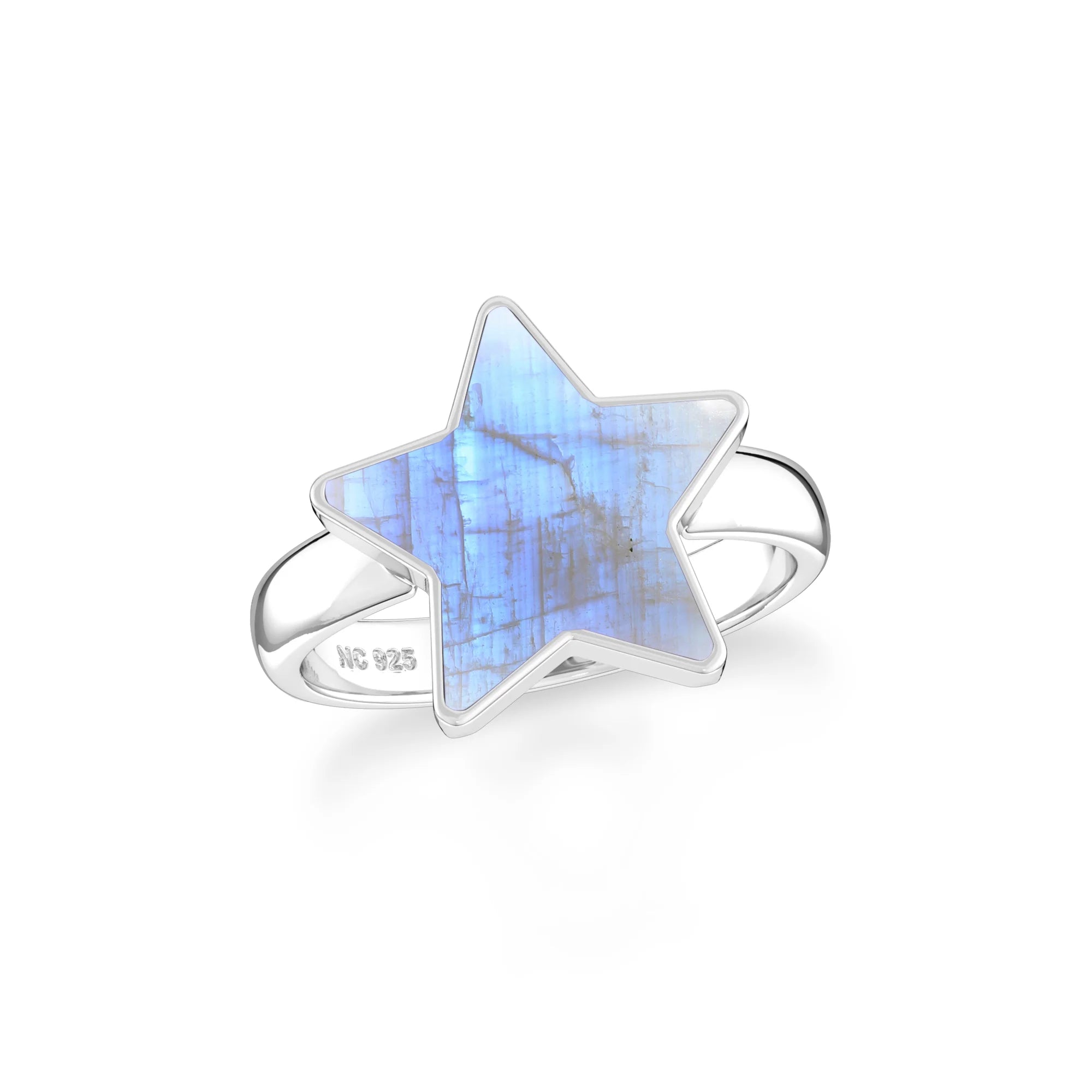 rainbow moonstone bezel-set ring