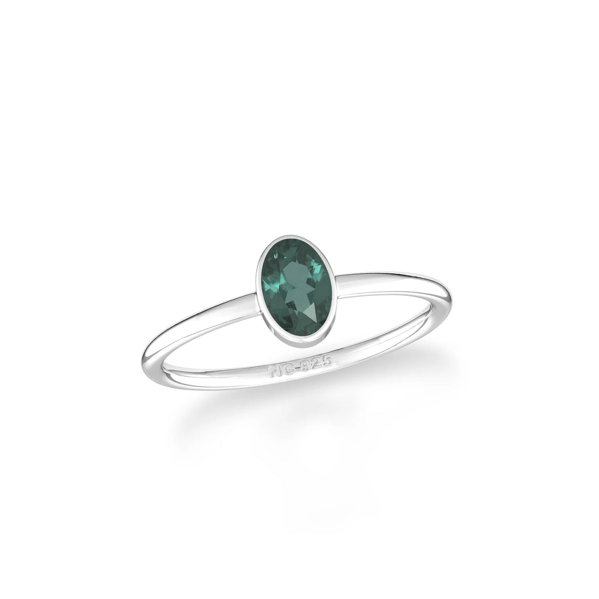 green tourmaline stackable bezel-set ring