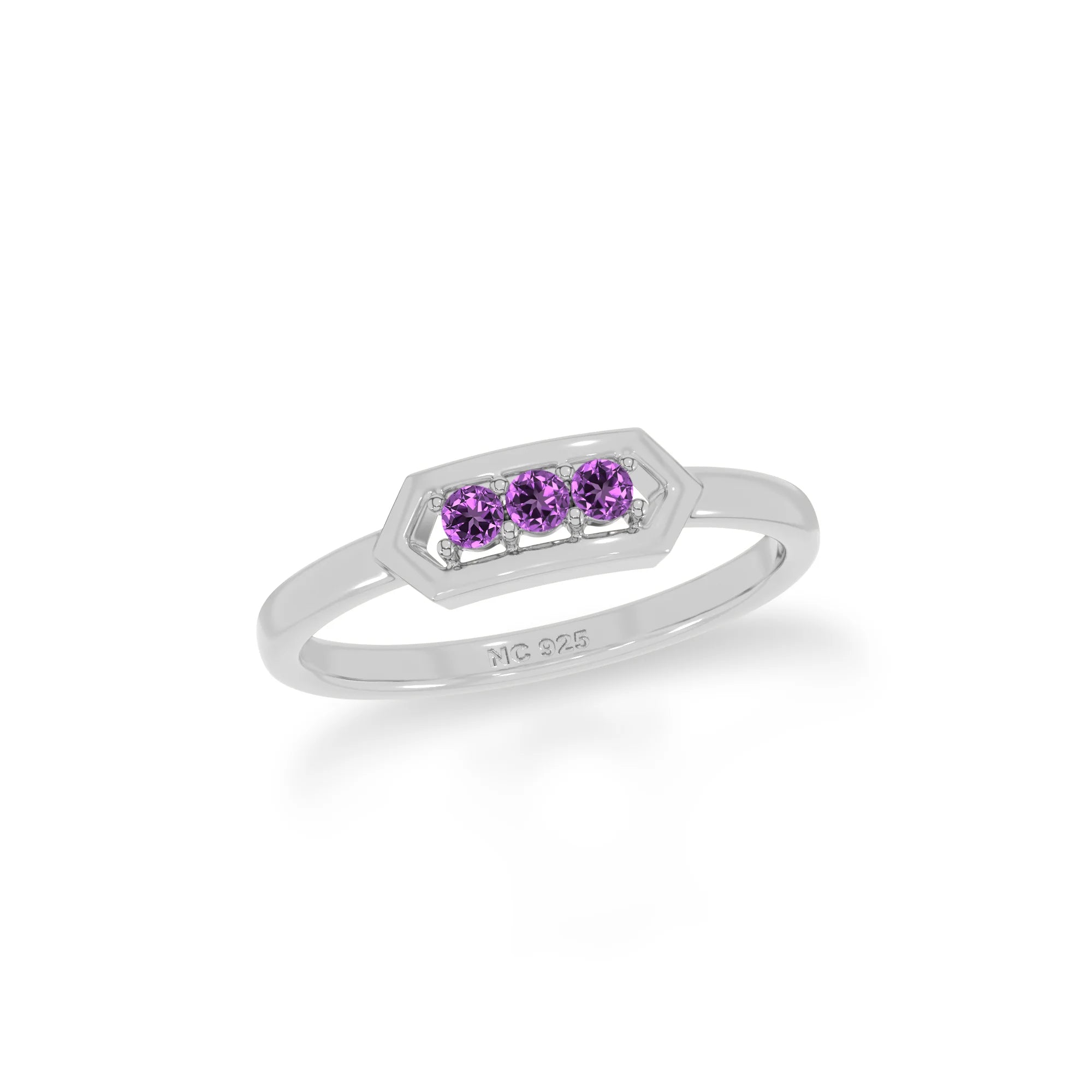 amethyst stackable prong-set ring