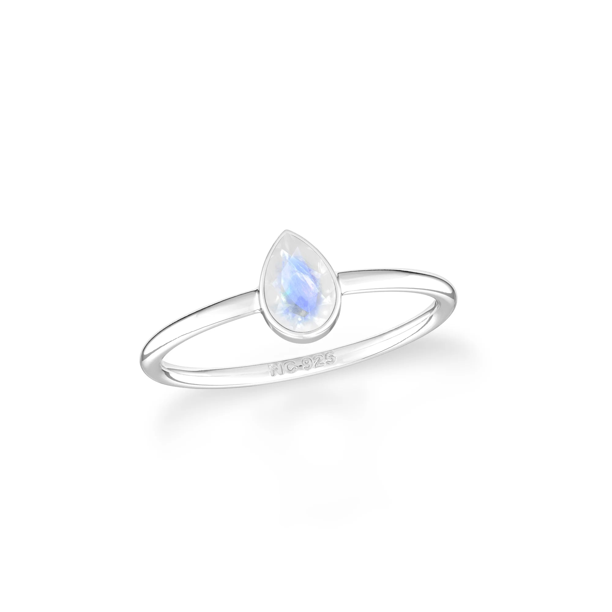 rainbow moonstone stackable bezel-set ring