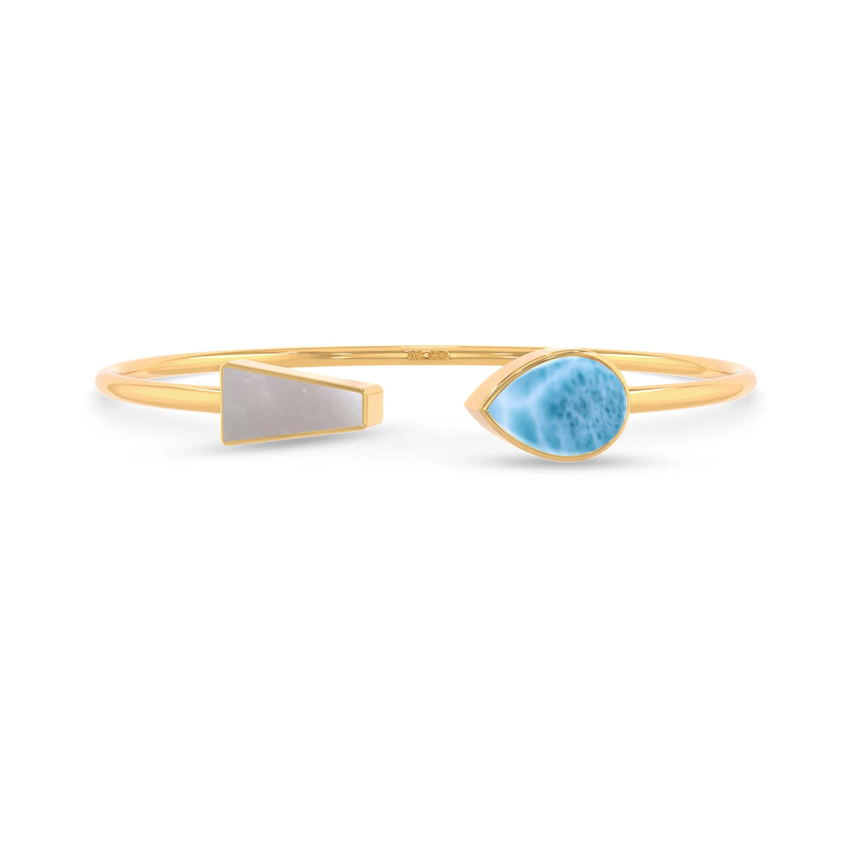 pearl-with-larimar cab bracelet