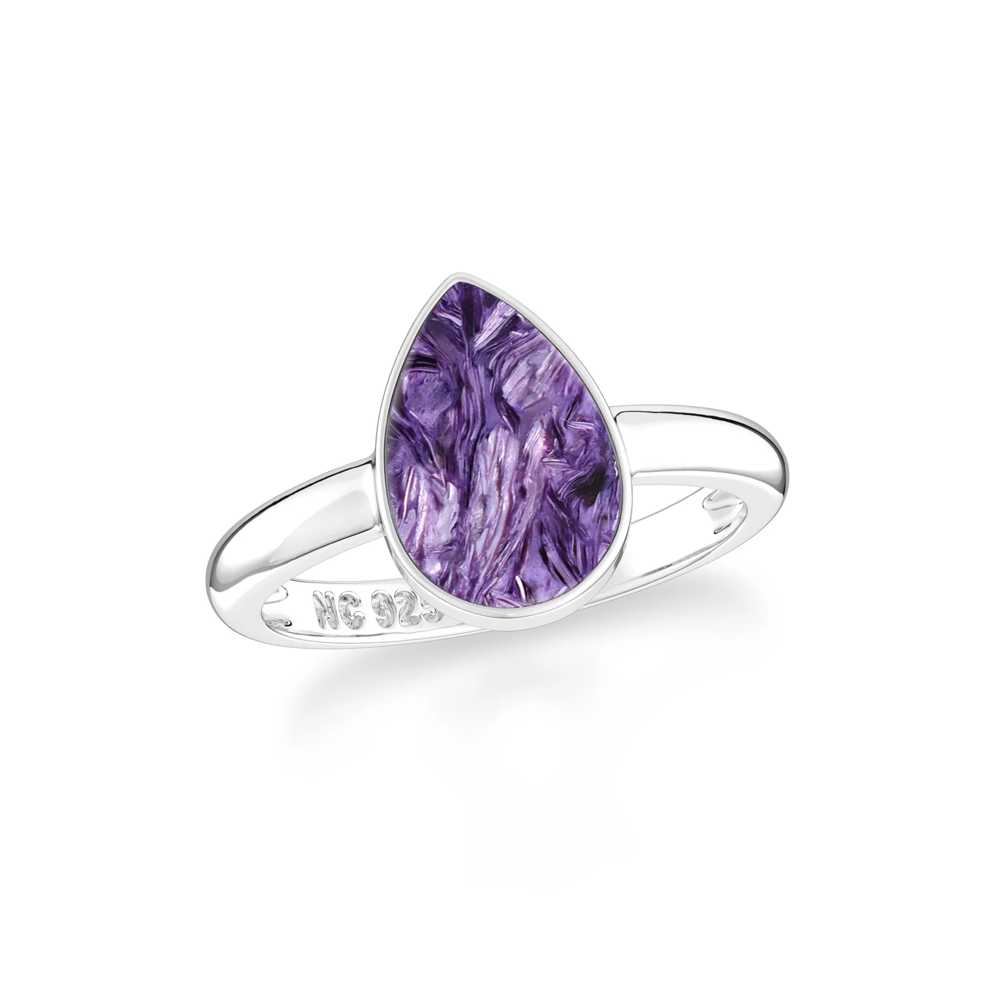 charoite bezel-set ring