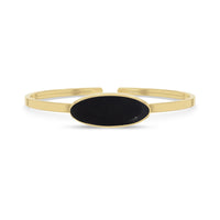 Natural Cab Shungite Oval Twister Bracelets For Women in 18K Gold Vermeil