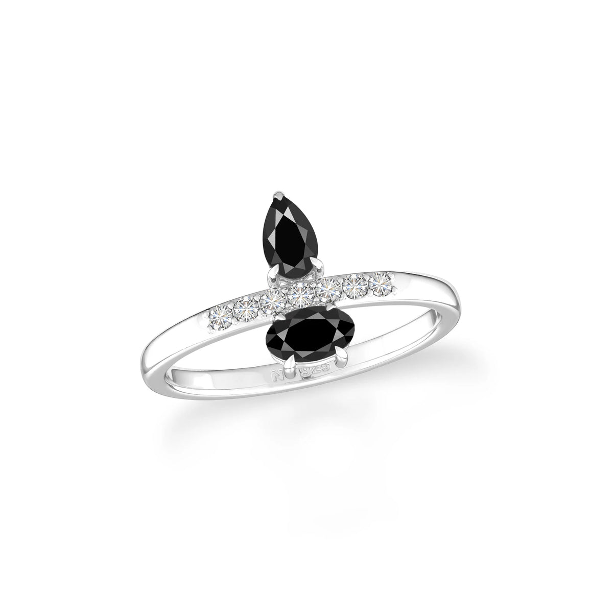 black-tourmaline prong-set ring