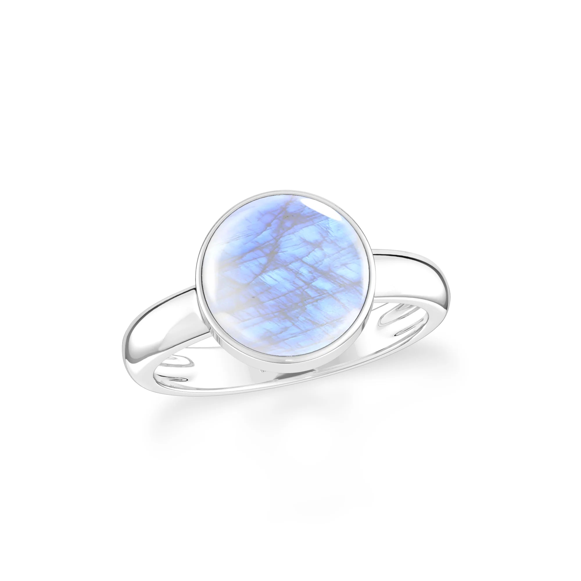 rainbow-moonstone bezel-set ring