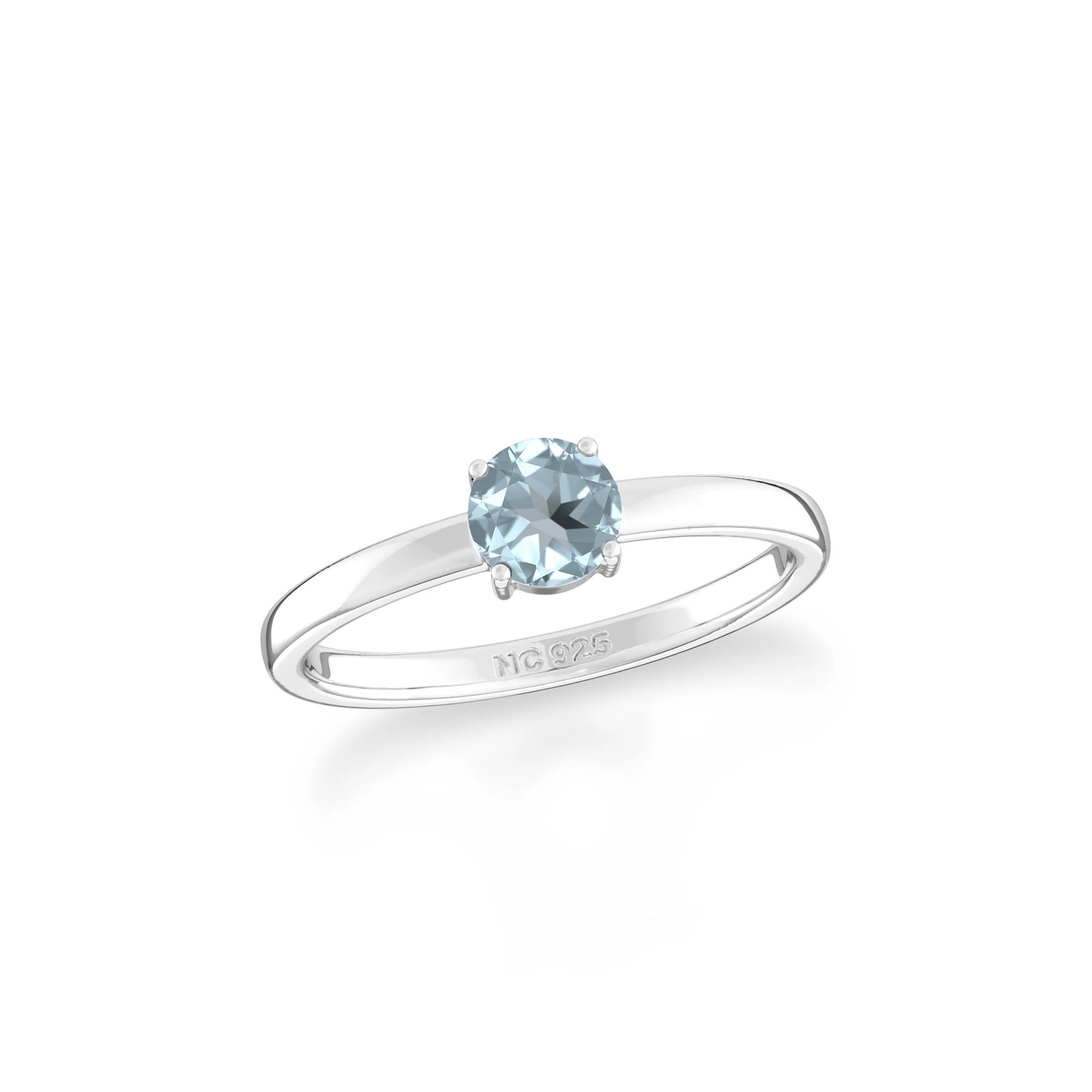 aquamarine stackable prong-set ring