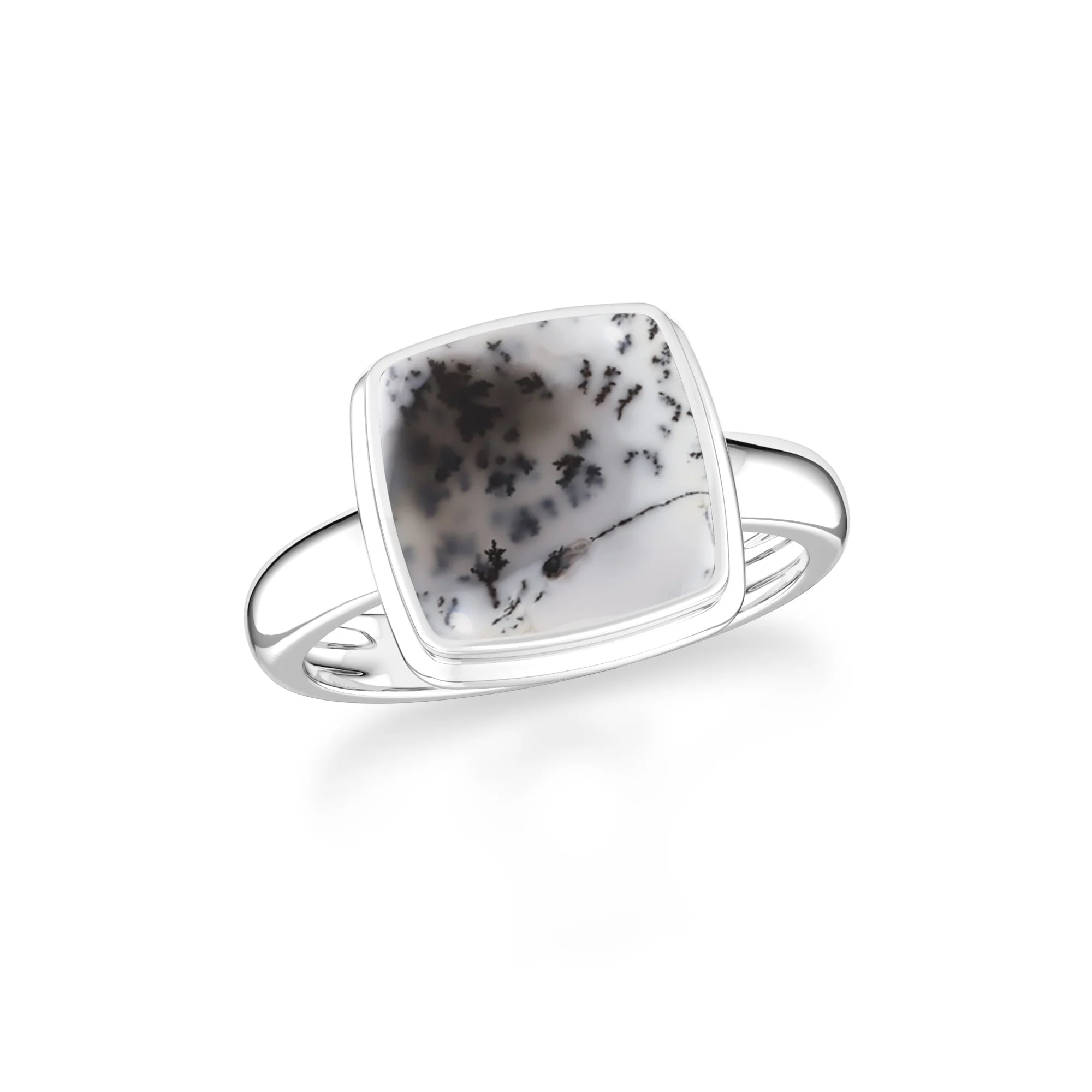 dendritic-opal bezel-set ring