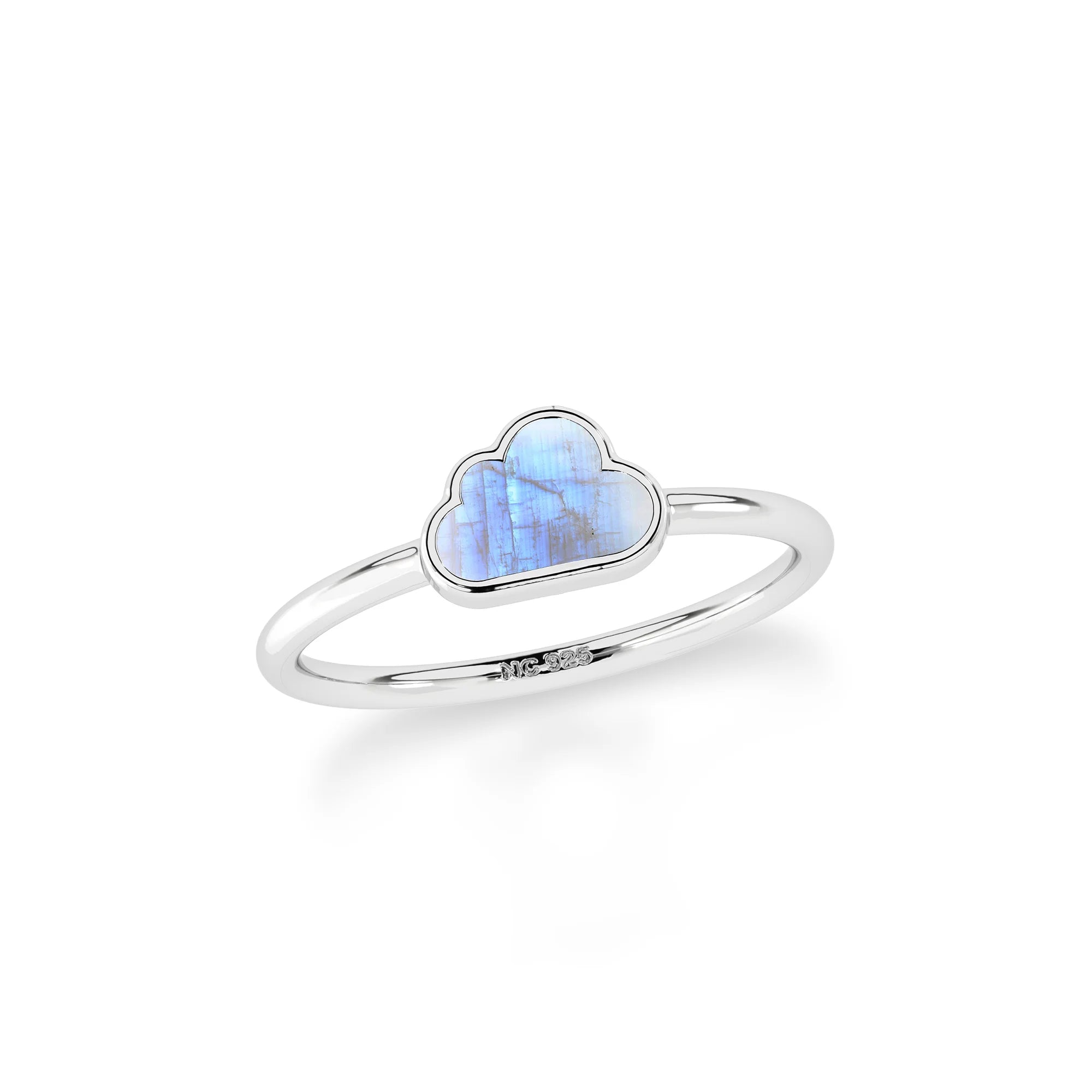 rainbow moonstone stackable bezel-set ring