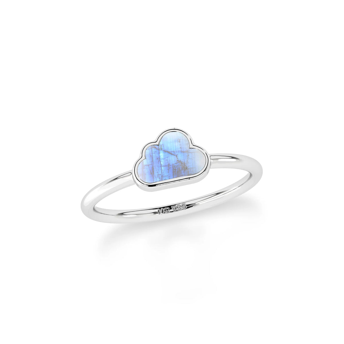rainbow moonstone stackable bezel-set ring