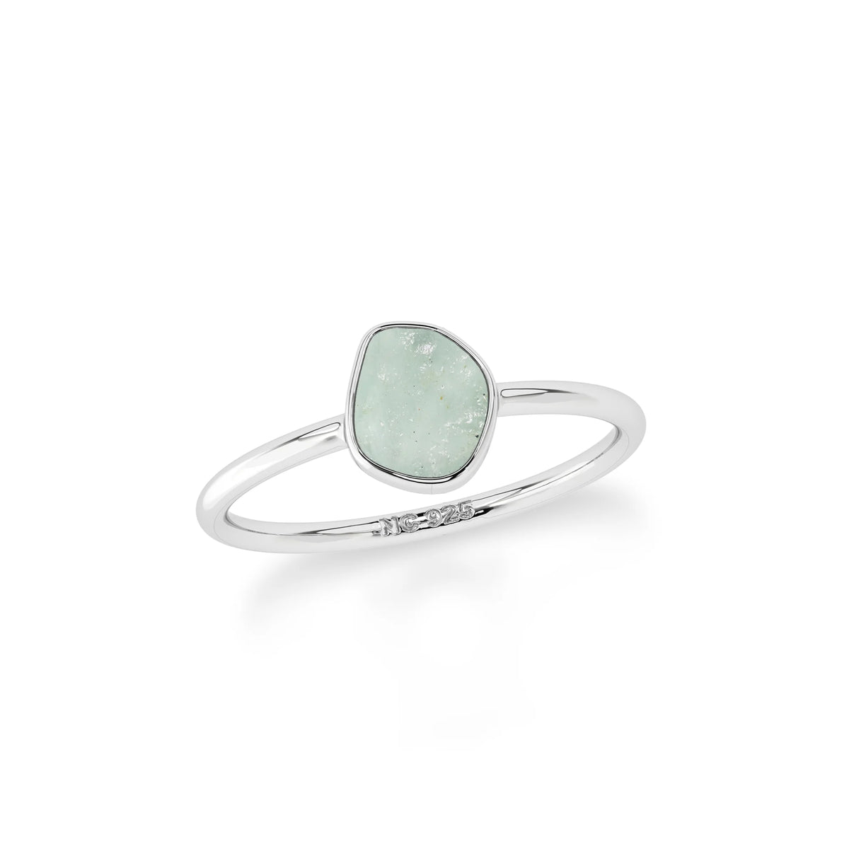 Natural Rough Fluorite Stackable Rings for Women in Sterling Silver