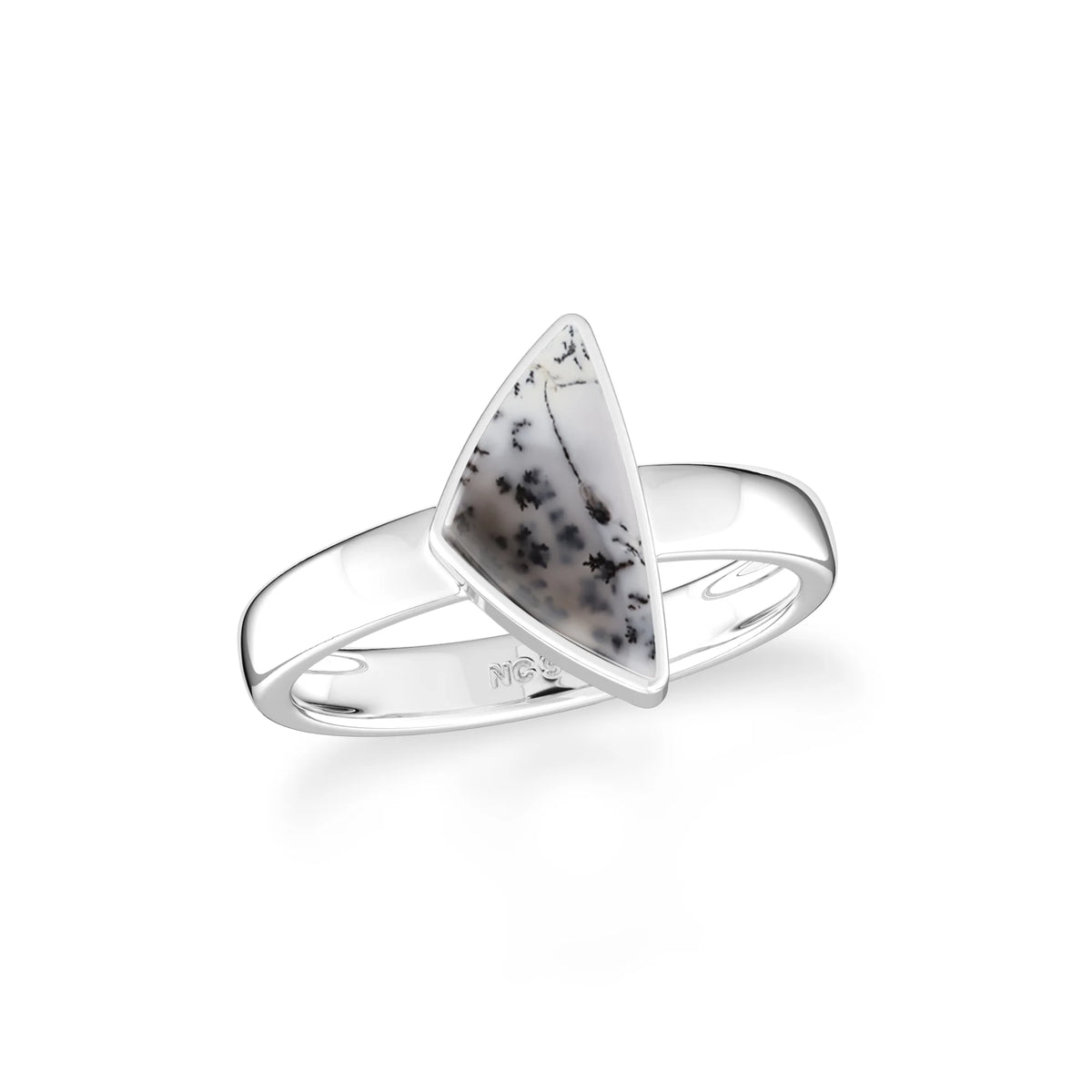 dendritic-opal bezel-set ring