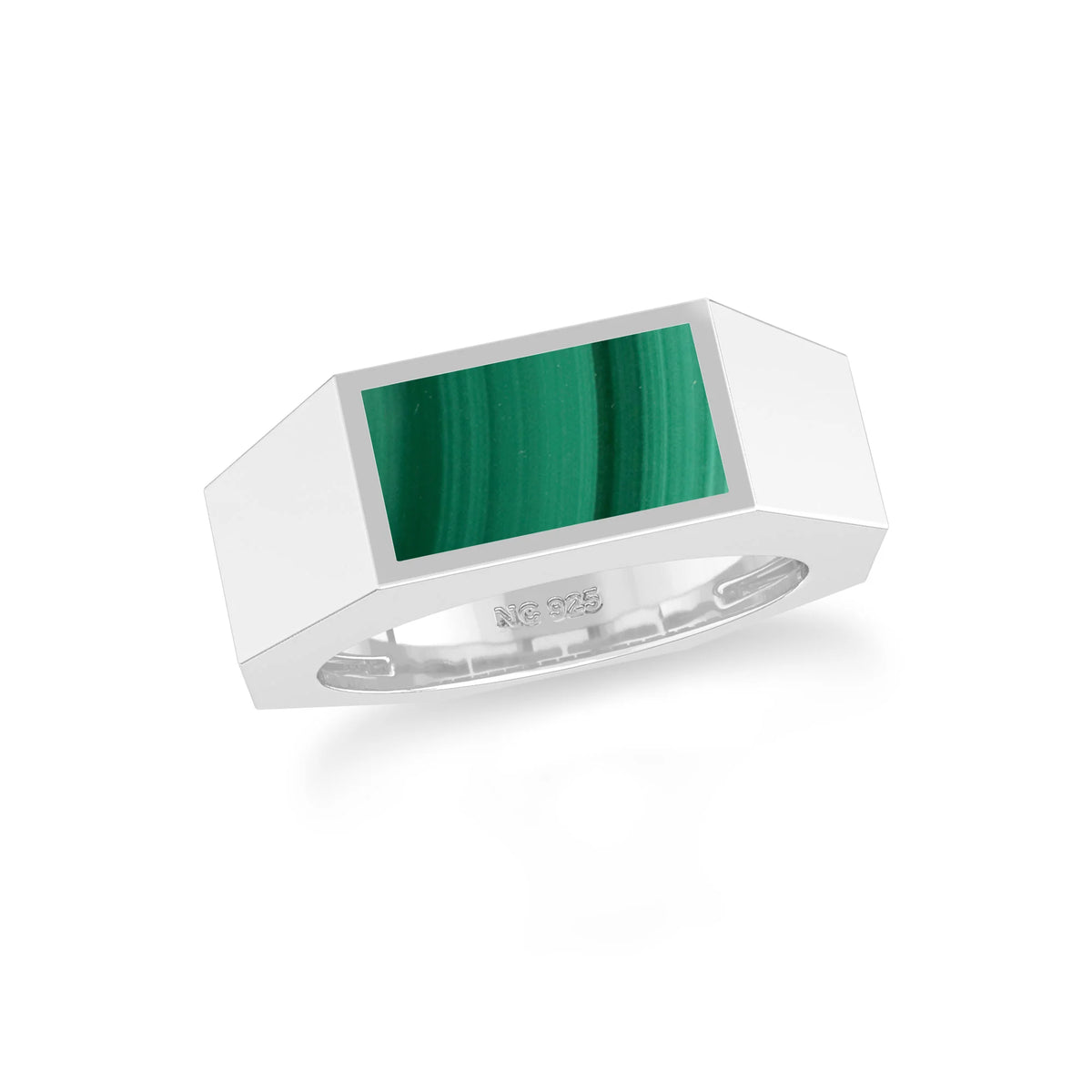 malachite mens bezel-set ring