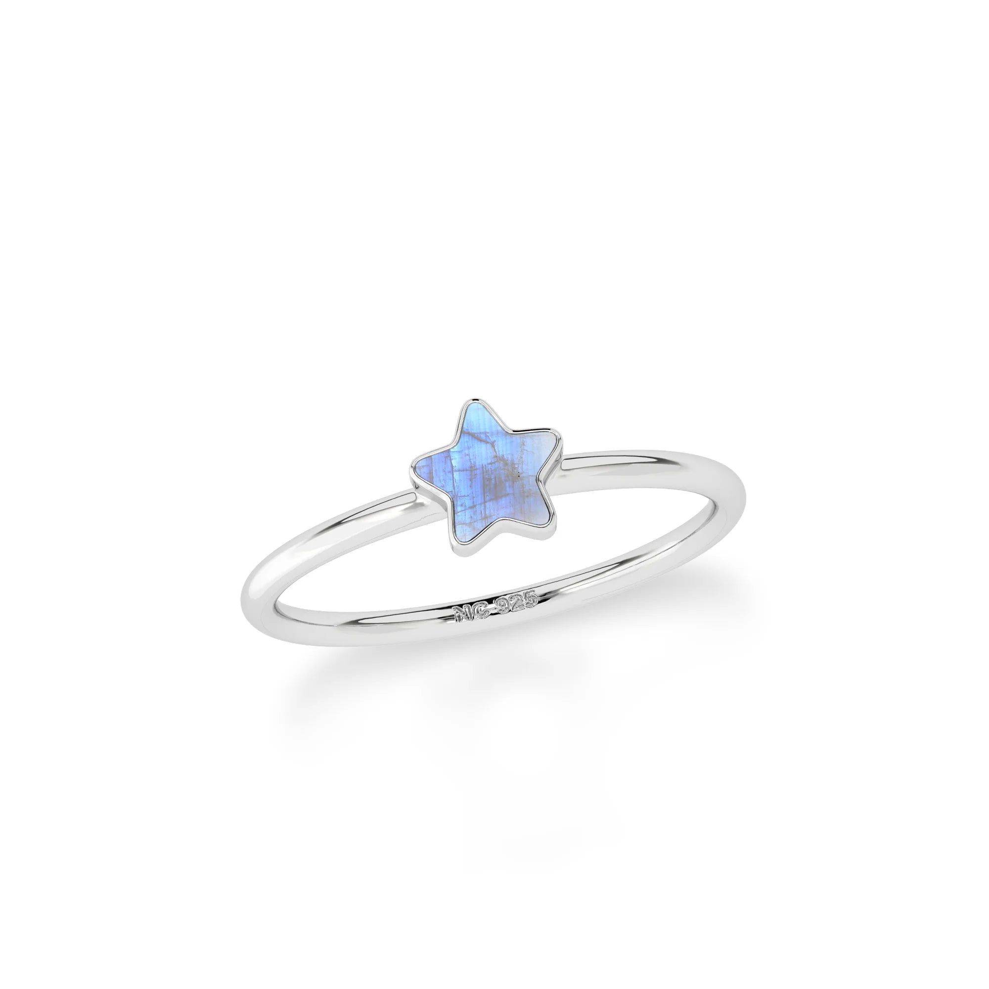 rainbow moonstone stackable bezel-set ring