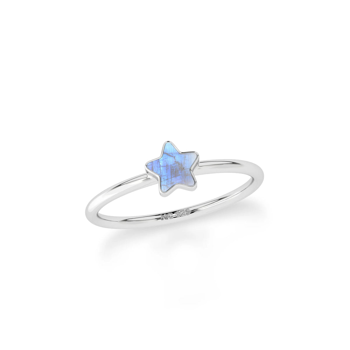 rainbow moonstone stackable bezel-set ring