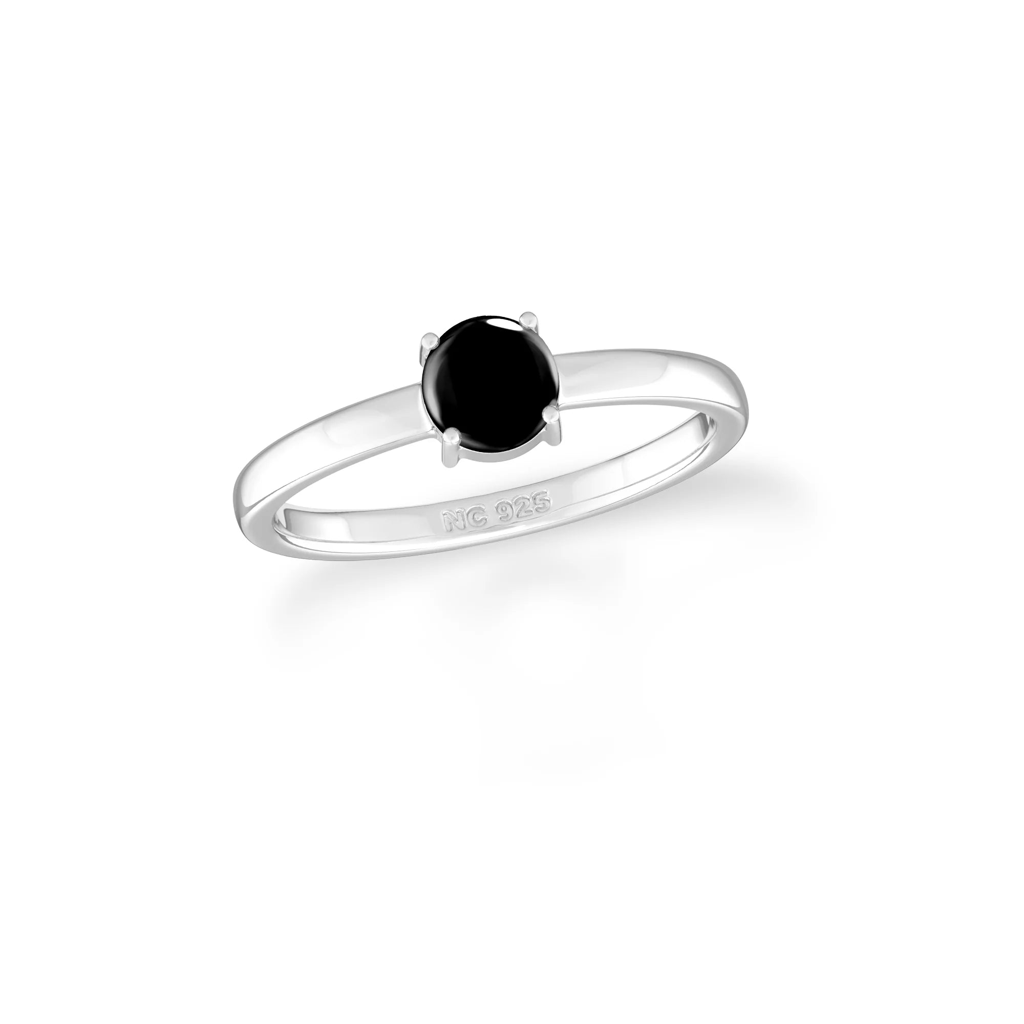 black onyx stackable prong-set ring