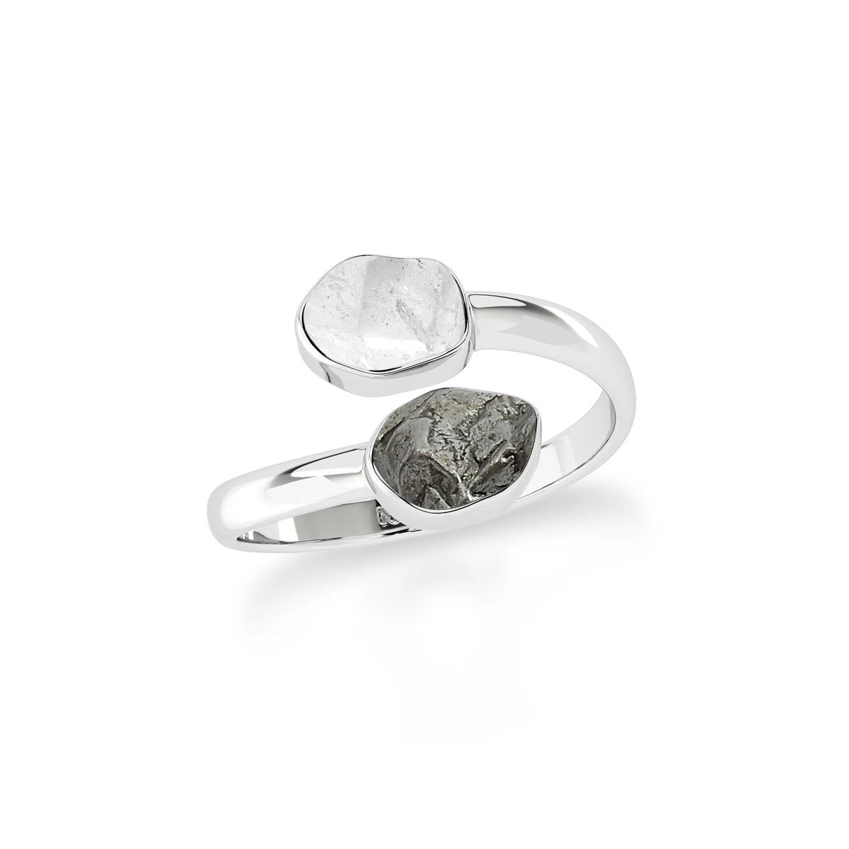 herkimer-meteorite bezel-set ring