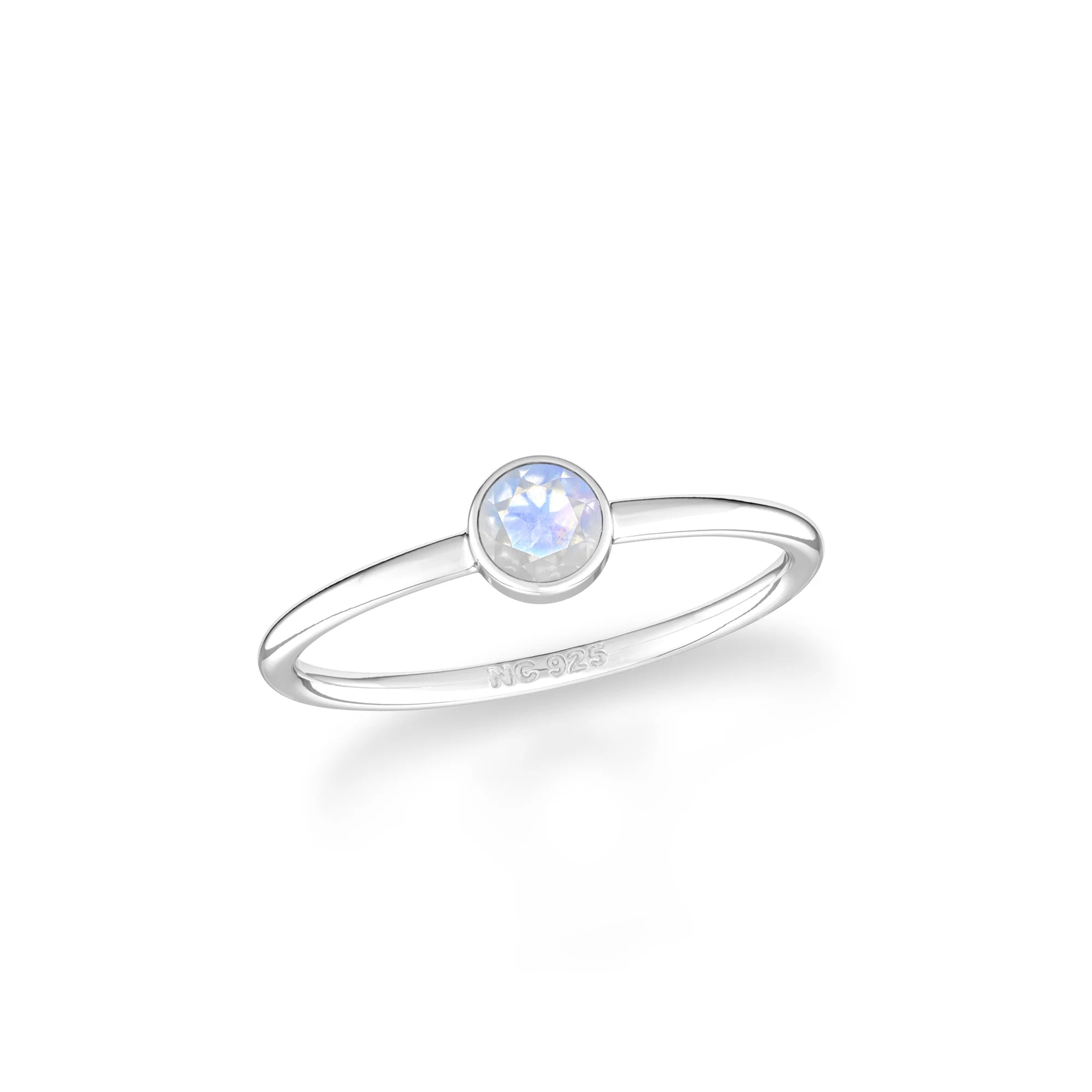 rainbow moonstone stackable bezel-set ring
