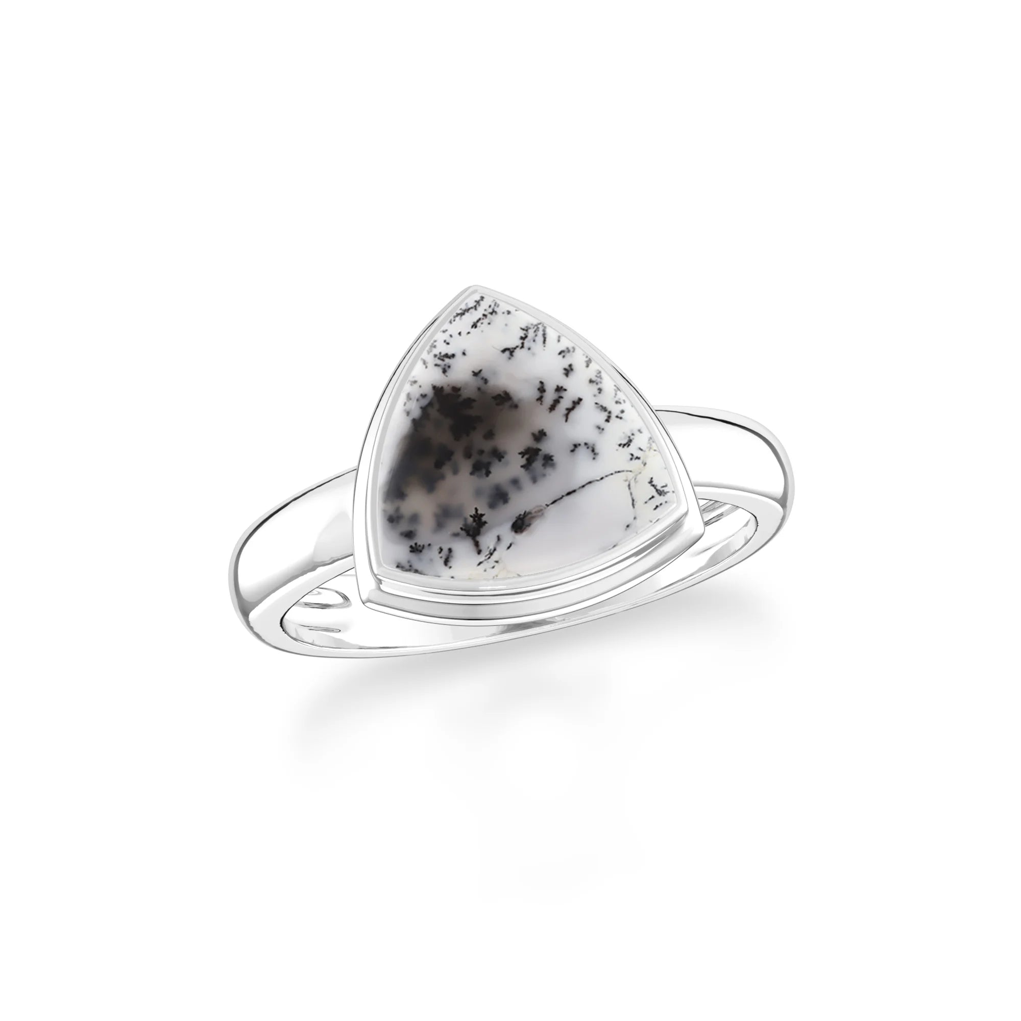 dendritic-opal bezel-set ring