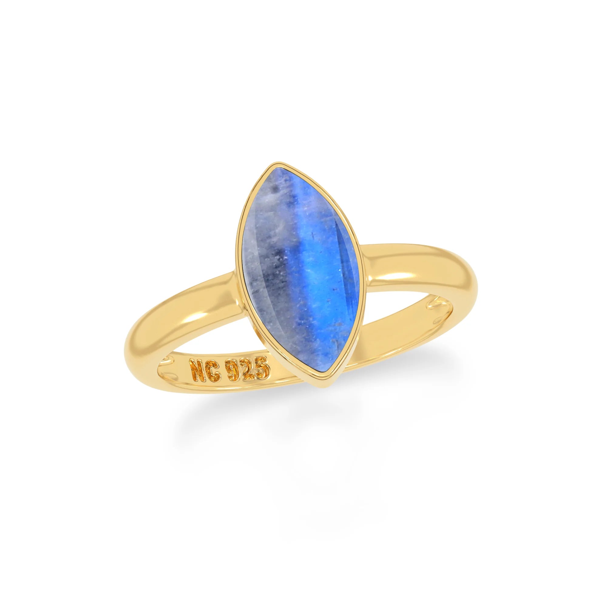 blue moonstone bezel-set ring