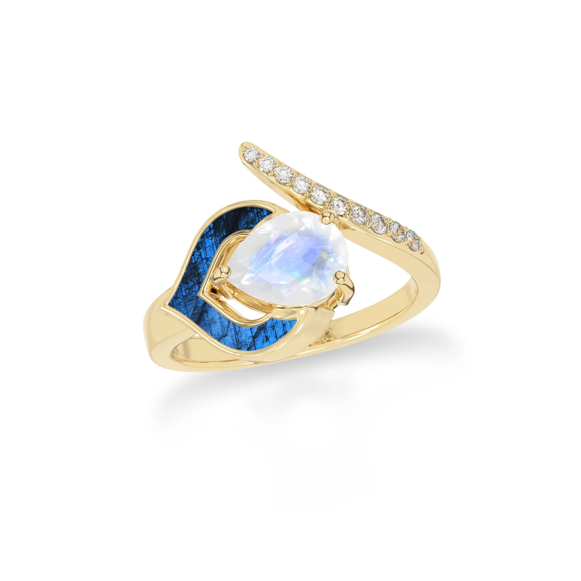 Natural Rainbow Moonstone & Labradorite Ring