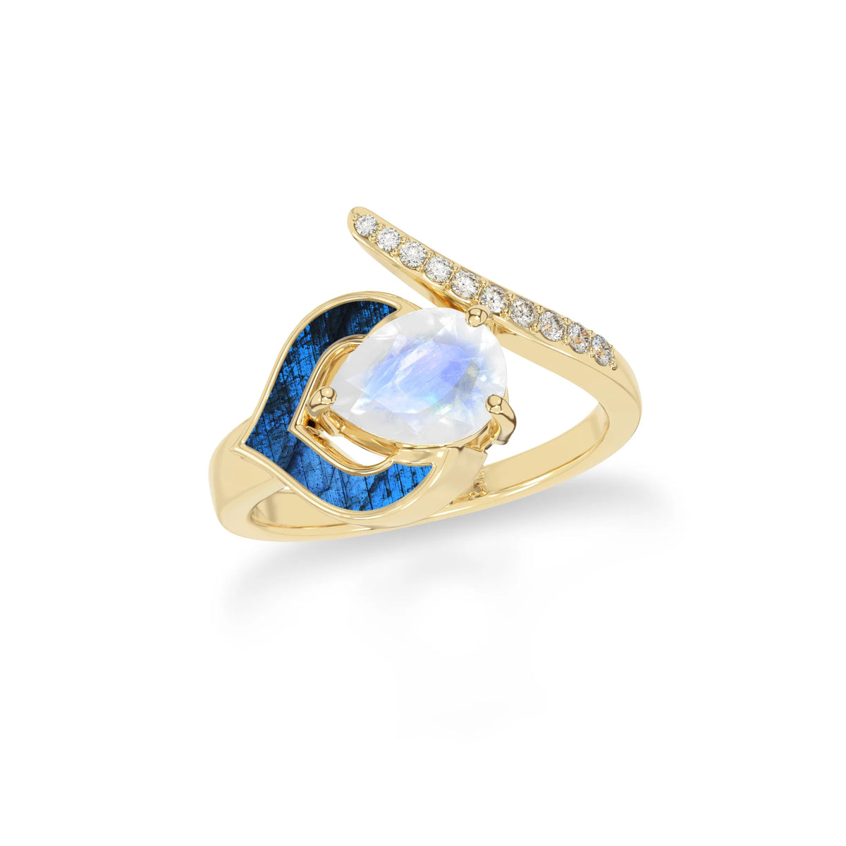 Natural Rainbow Moonstone & Labradorite Ring