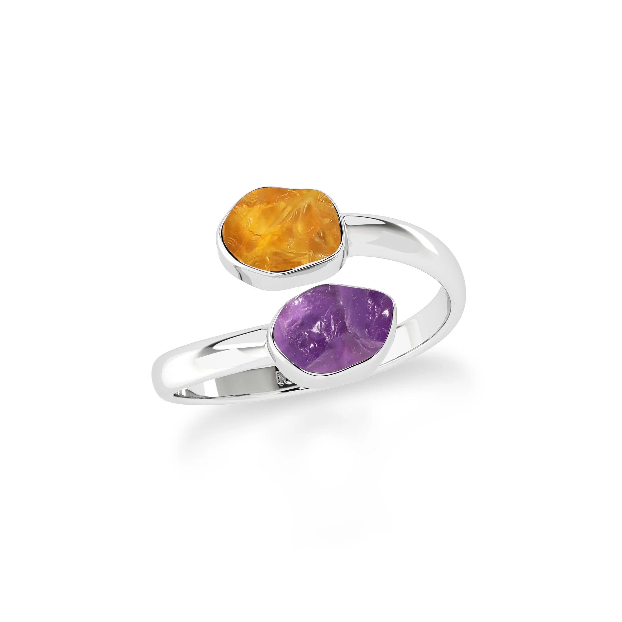citrine-amethyst stackable bezel-set ring
