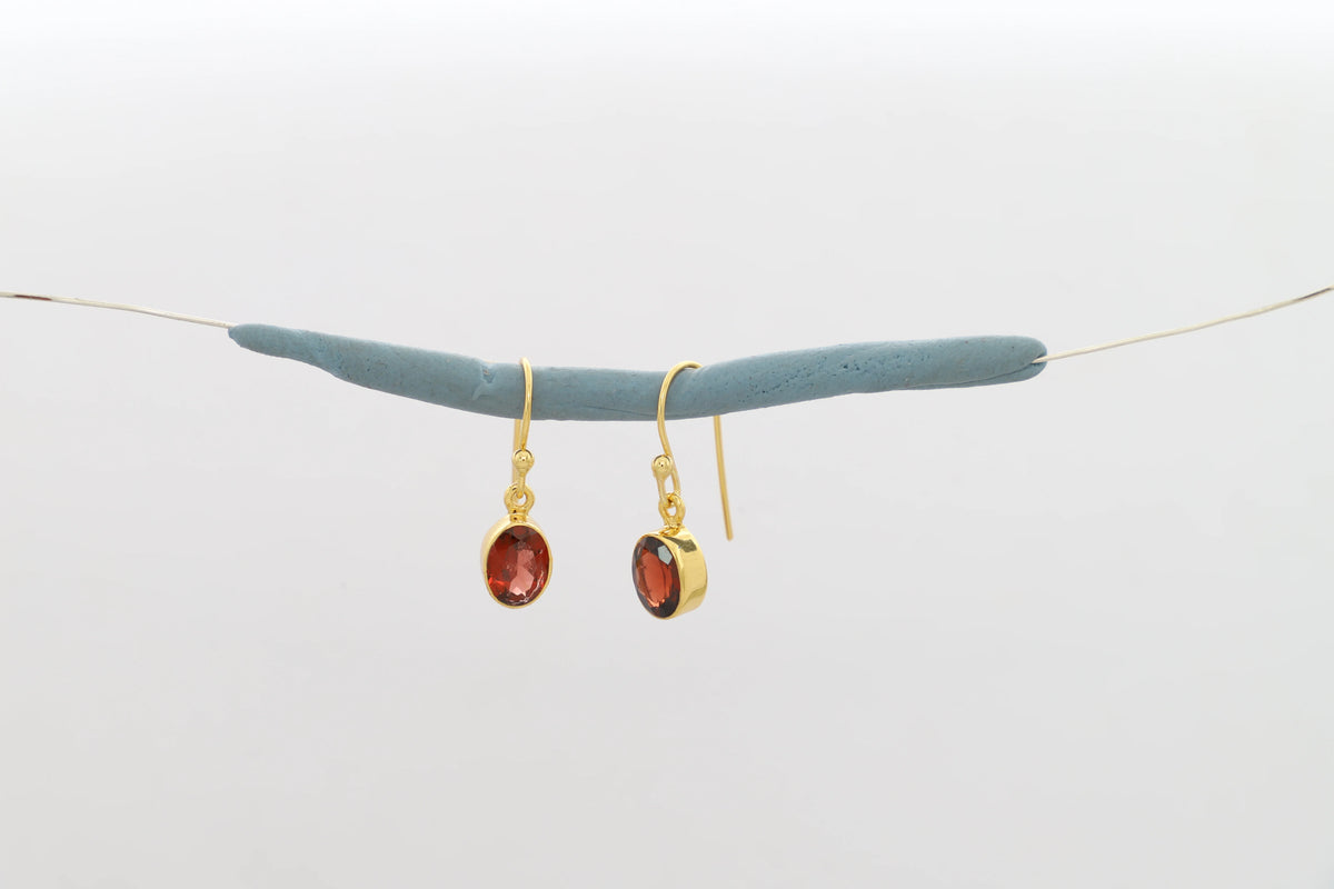 red garnet cut earrings