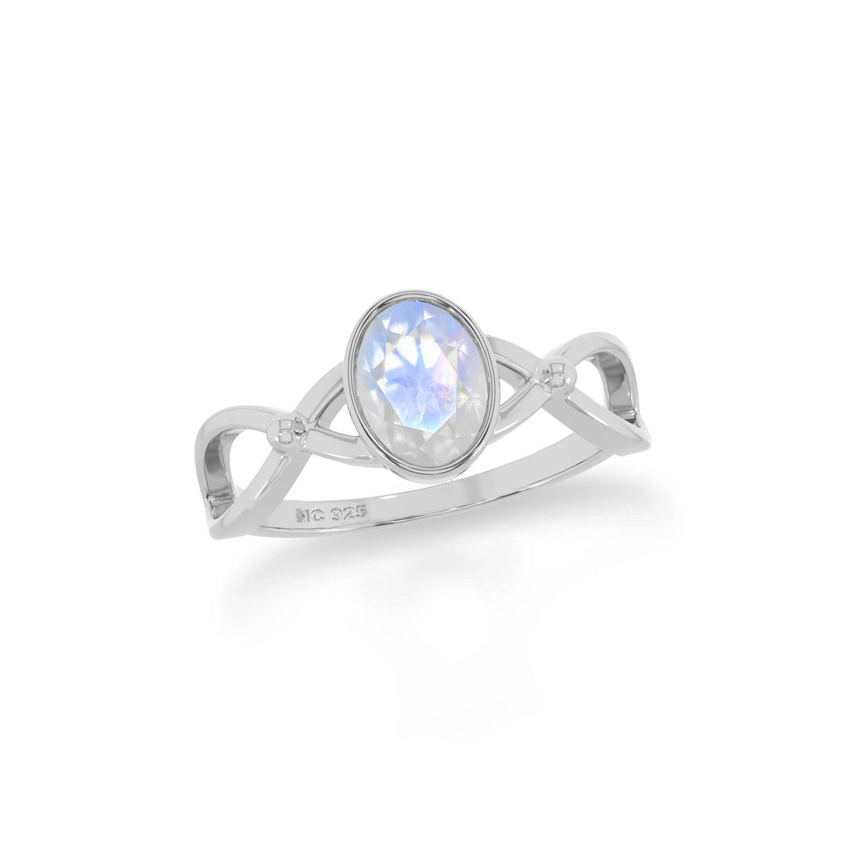 rainbow-moonstone stackable bezel-set ring