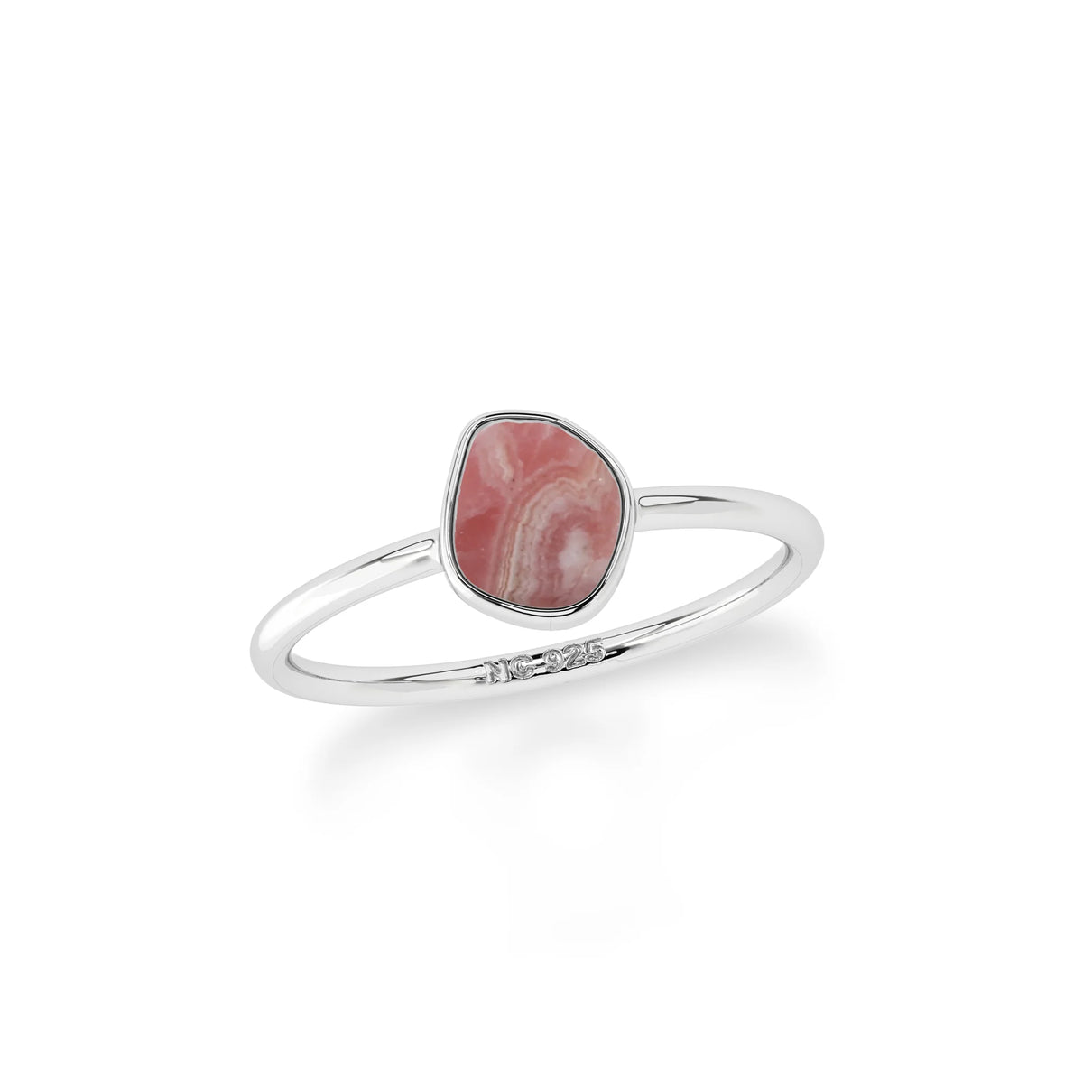 rhodochrosite stackable bezel-set ring